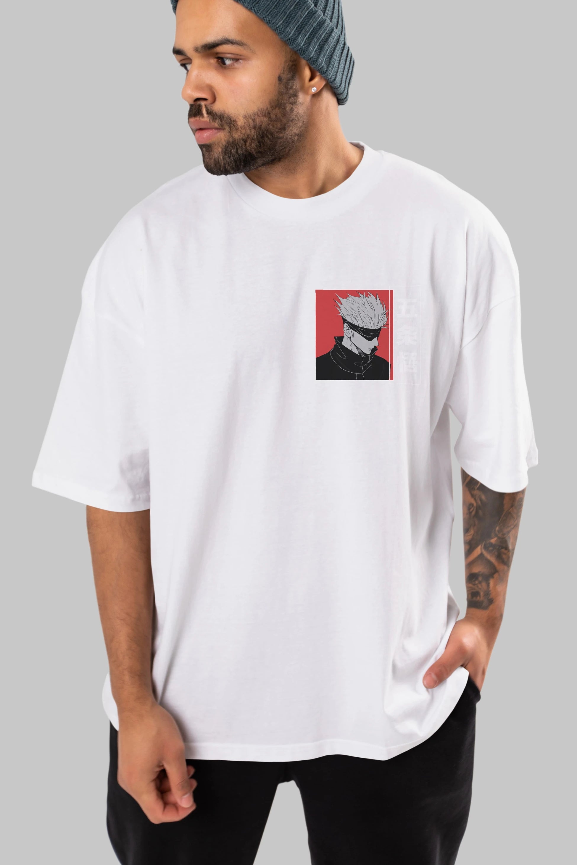 JUJUTSU KAISEN 2 Ön Sol Baskılı Oversize t-shirt Erkek Kadın Unisex %100 Pamuk Bisiklet Yaka tişort
