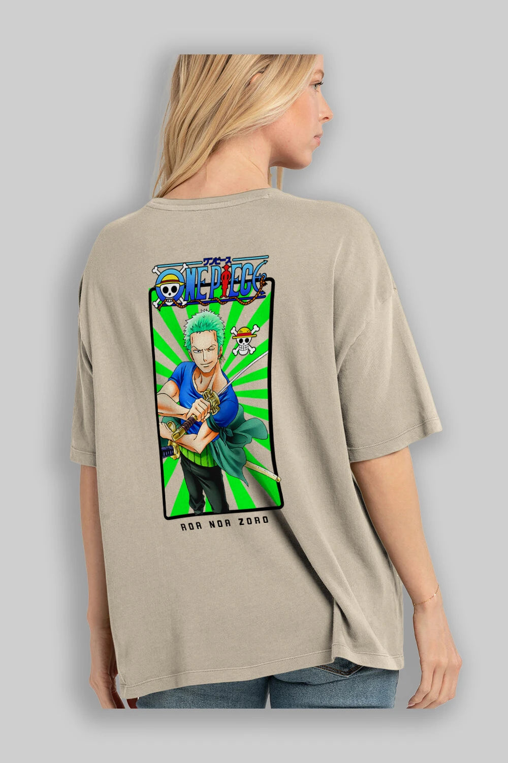 Roronoa Zoro 6 Anime Arka Baskılı Oversize t-shirt Erkek Kadın Unisex %100 pamuk tişort