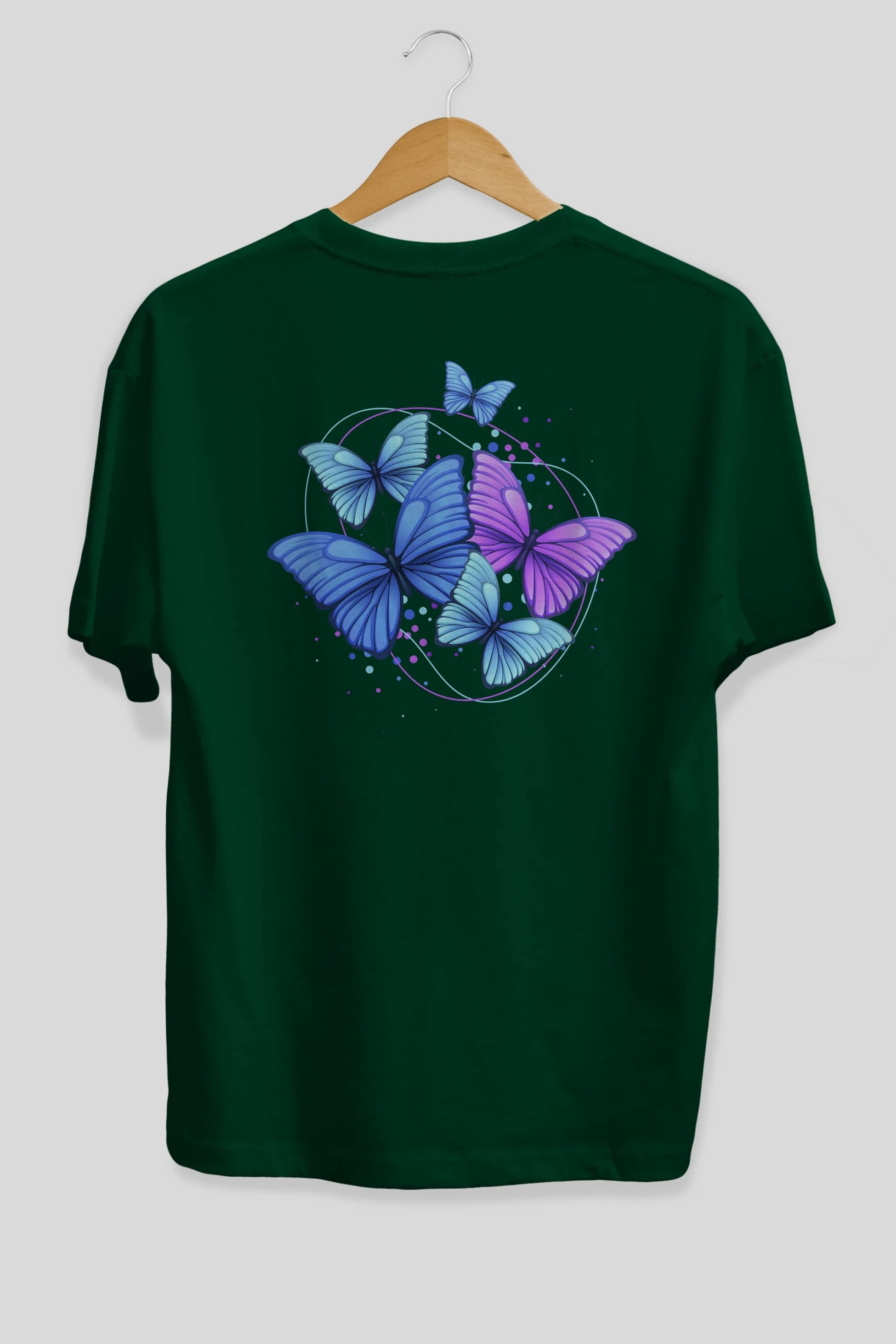 Kelebek Arka Baskılı Oversize t-shirt Erkek Kadın Unisex