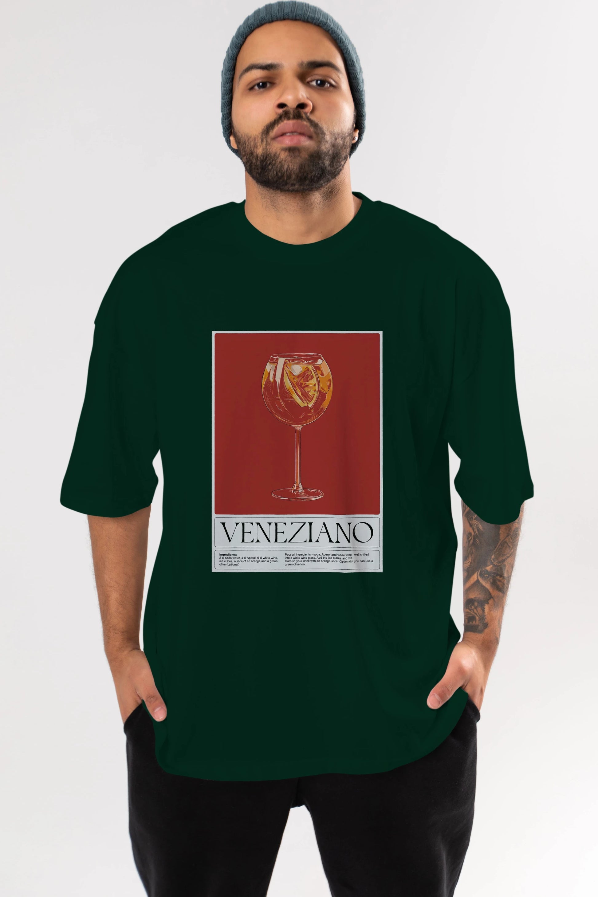 Veneziano Ön Baskılı Oversize t-shirt Erkek Kadın Unisex %100 Pamuk Bisiklet Yaka tişort