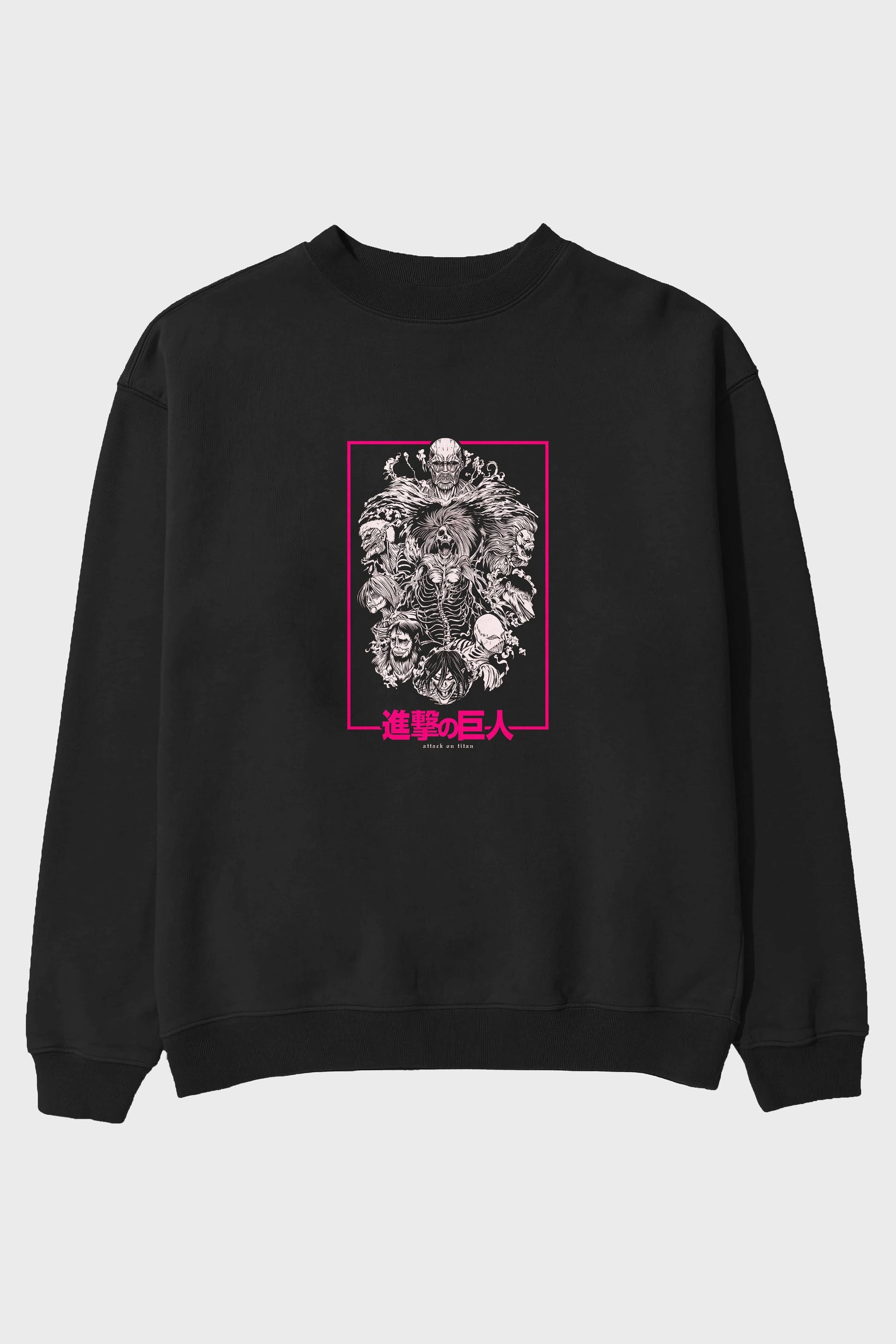ATTACK ON TITANS Anime Ön Baskılı Oversize Sweatshirt Erkek Kadın Unisex