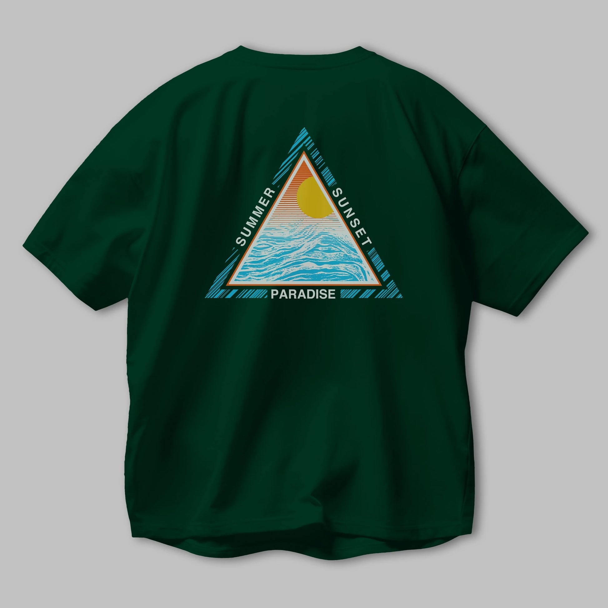 Summer Sunset Paradise Arka Baskılı Oversize t-shirt Erkek Kadın Unisex