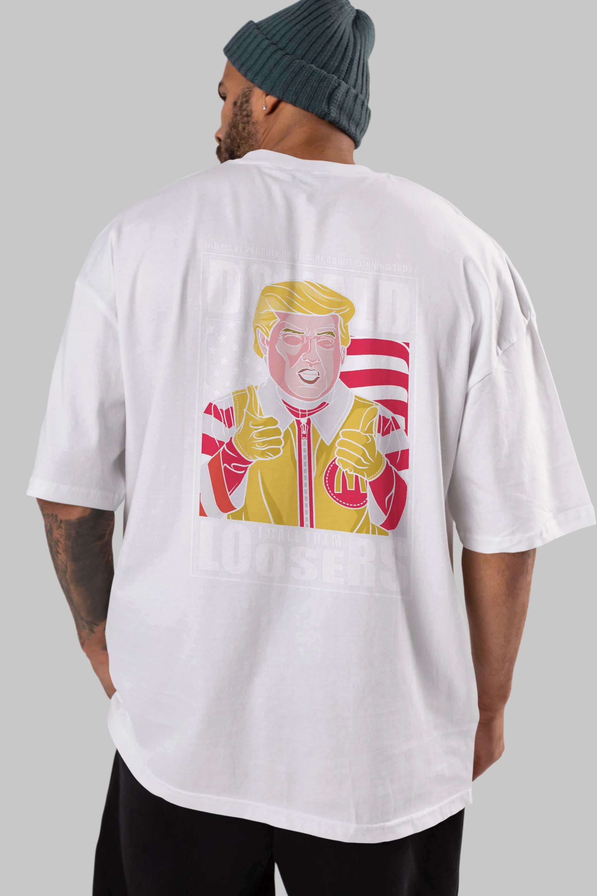 Ronald Trump Arka Baskılı Oversize t-shirt Erkek Kadın Unisex %100 Pamuk tişort