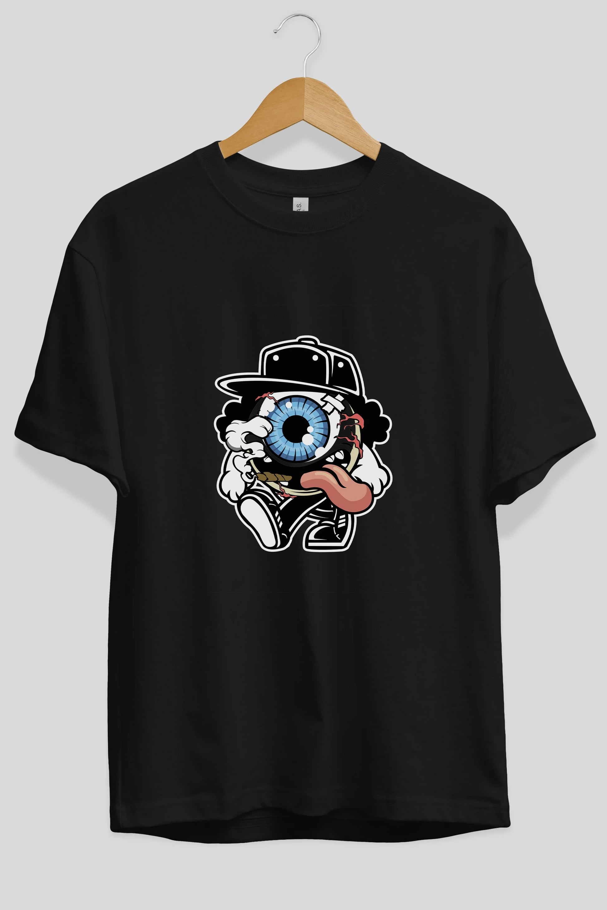 Eyeball Ön Baskılı Oversize t-shirt Erkek Kadın Unisex %100 Pamuk tişort