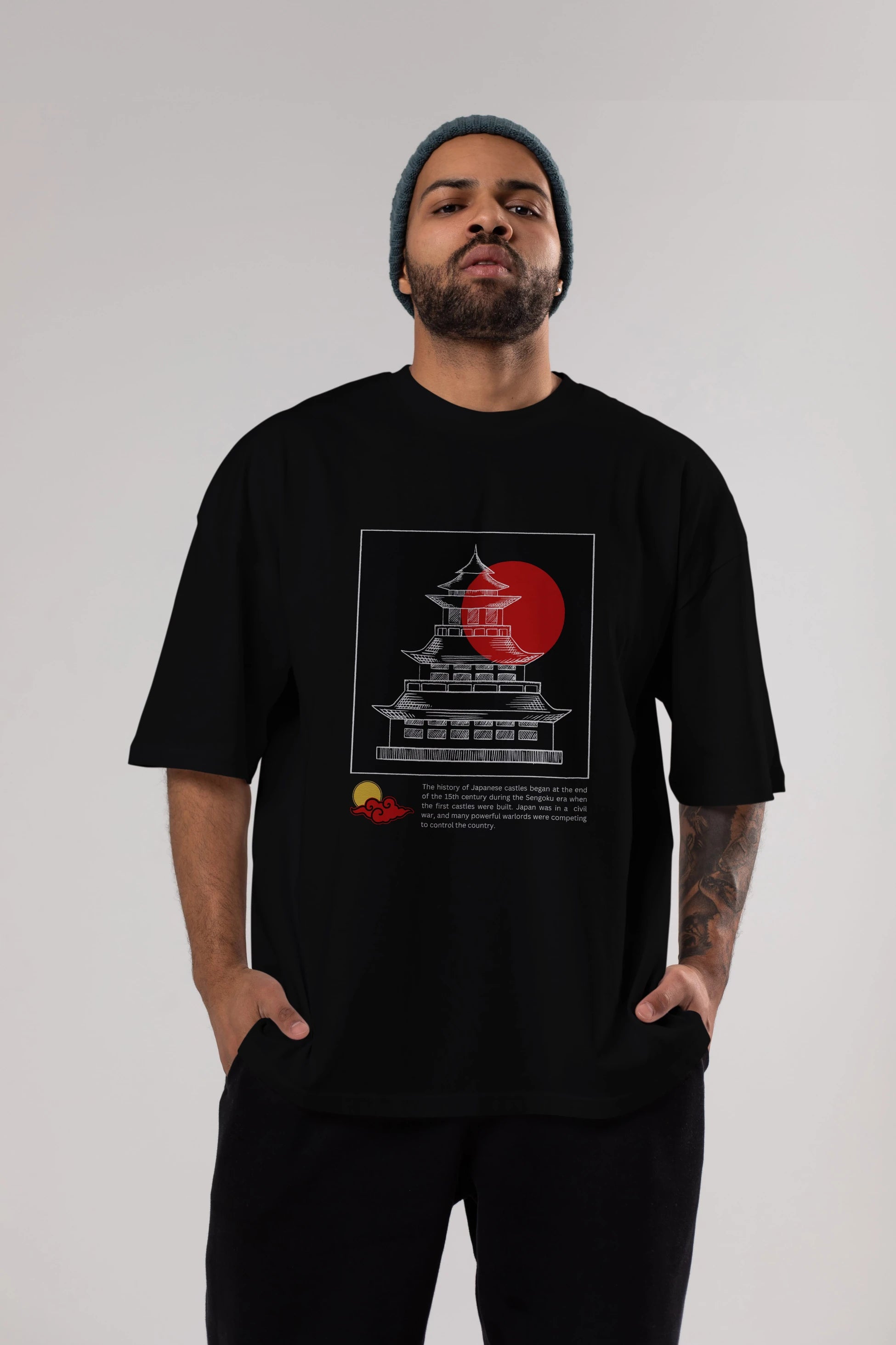 Japan Streetwear Ön Baskılı Oversize t-shirt Erkek Kadın Unisex