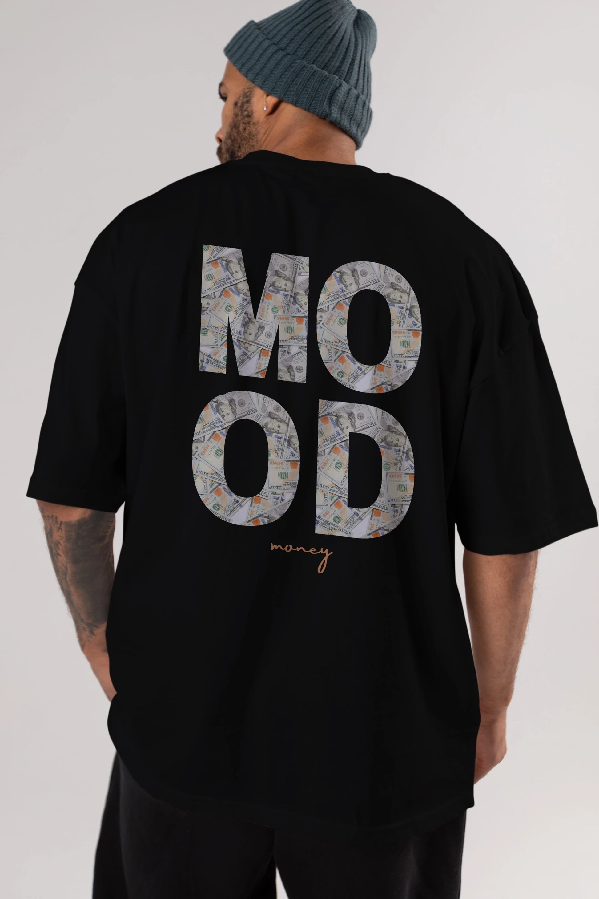 Mood Money Yazılı Arka Baskılı Oversize t-shirt Erkek Kadın Unisex