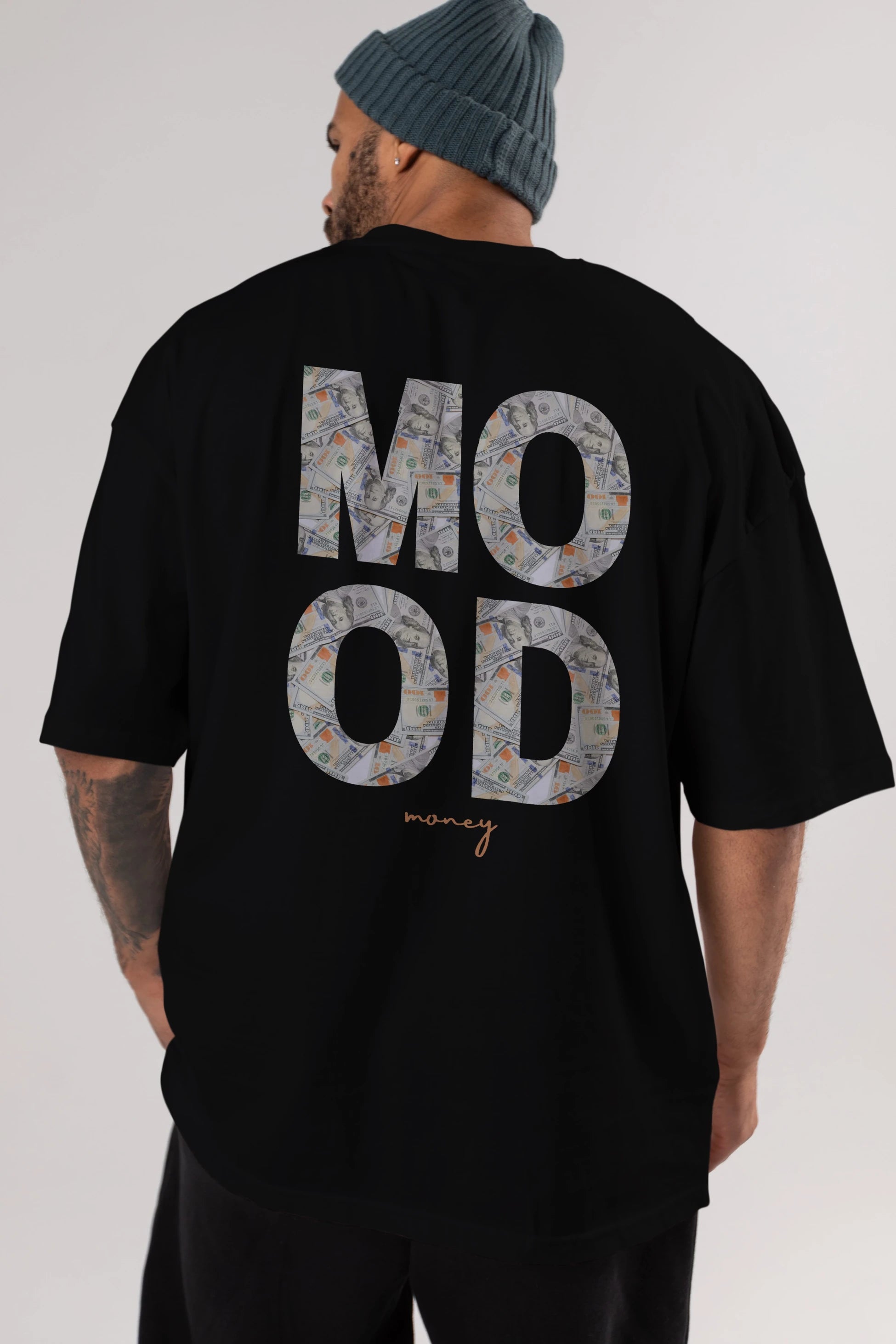 Mood Money Yazılı Arka Baskılı Oversize t-shirt Erkek Kadın Unisex