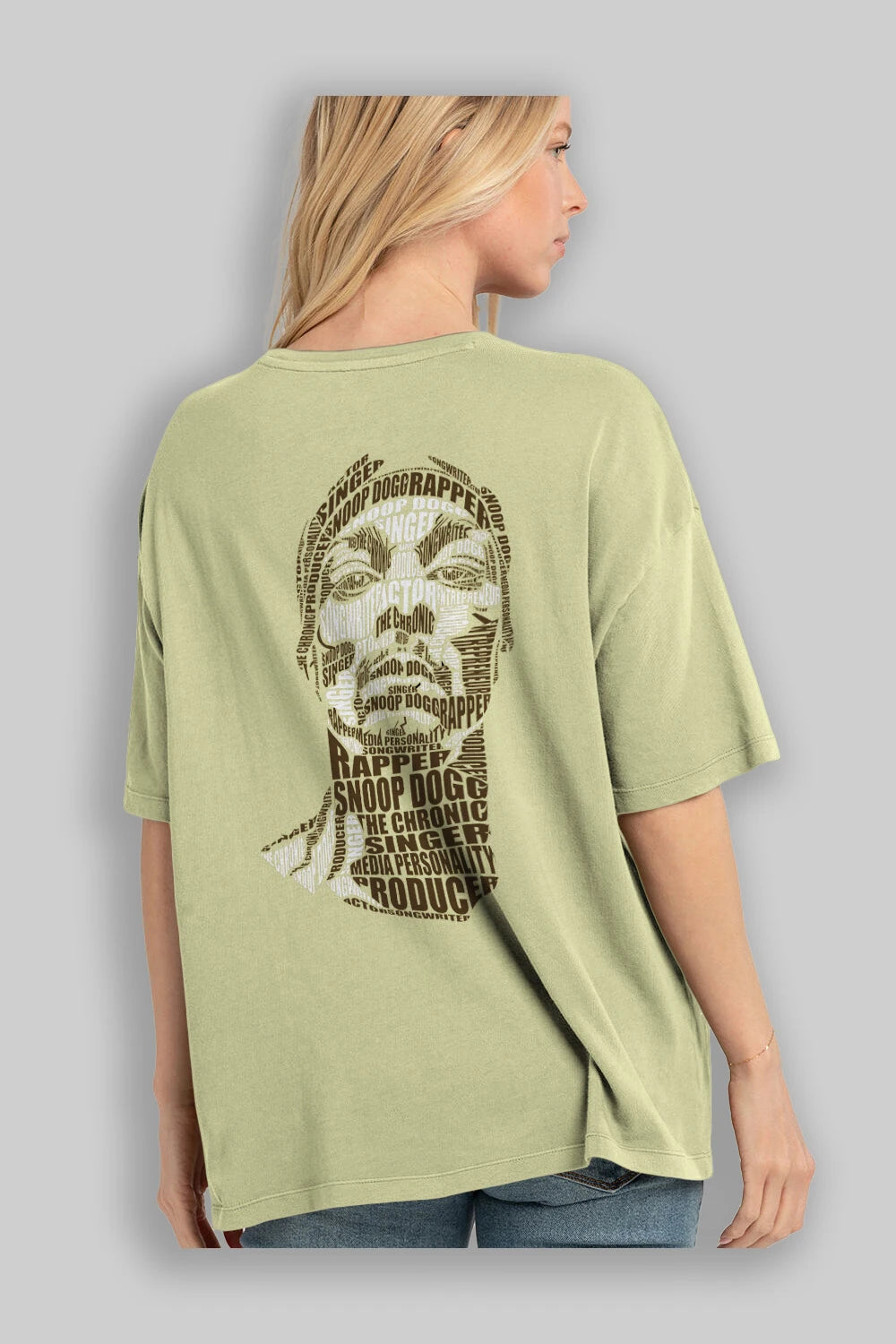 Snoop Dogg Calligram Arka Baskılı Oversize t-shirt %100 pamuk Erkek Kadın Unisex