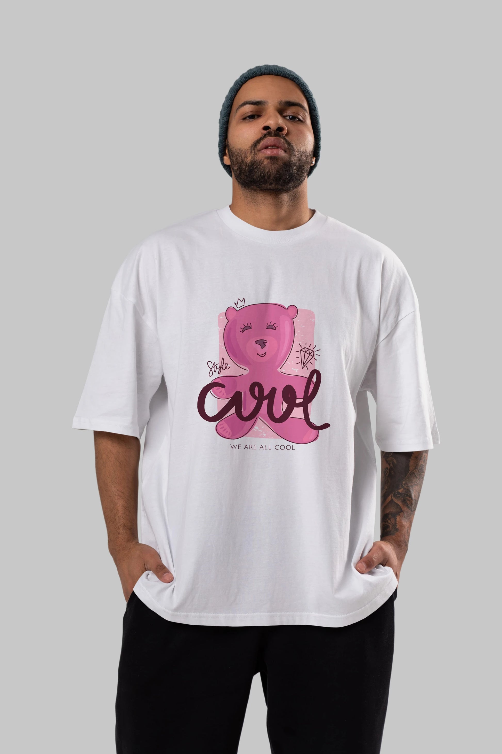 Cool Style Bear Ön Baskılı Oversize t-shirt Erkek Kadın Unisex