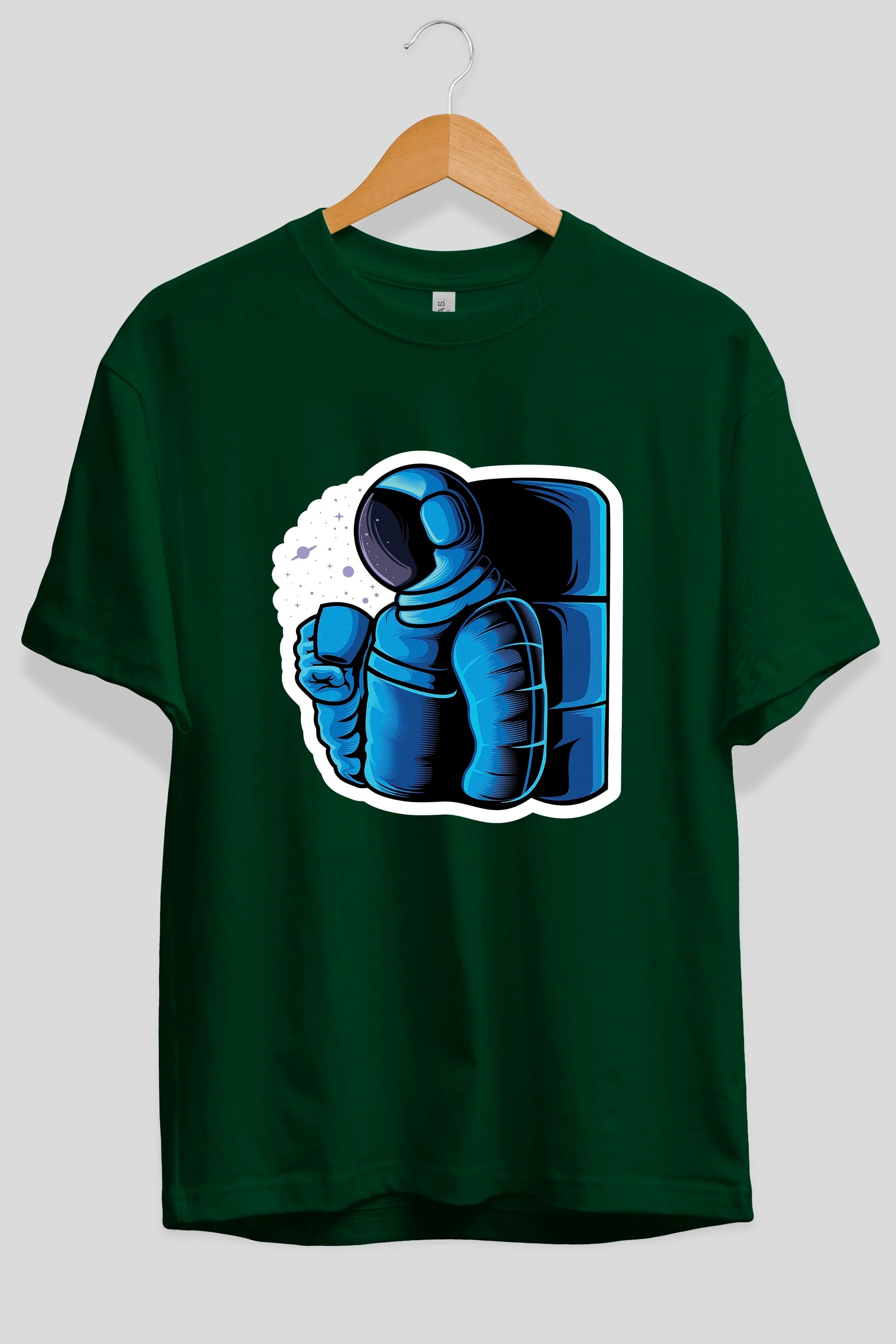 Drinking coffee in space sticker Ön Baskılı Oversize t-shirt Erkek Kadın Unisex
