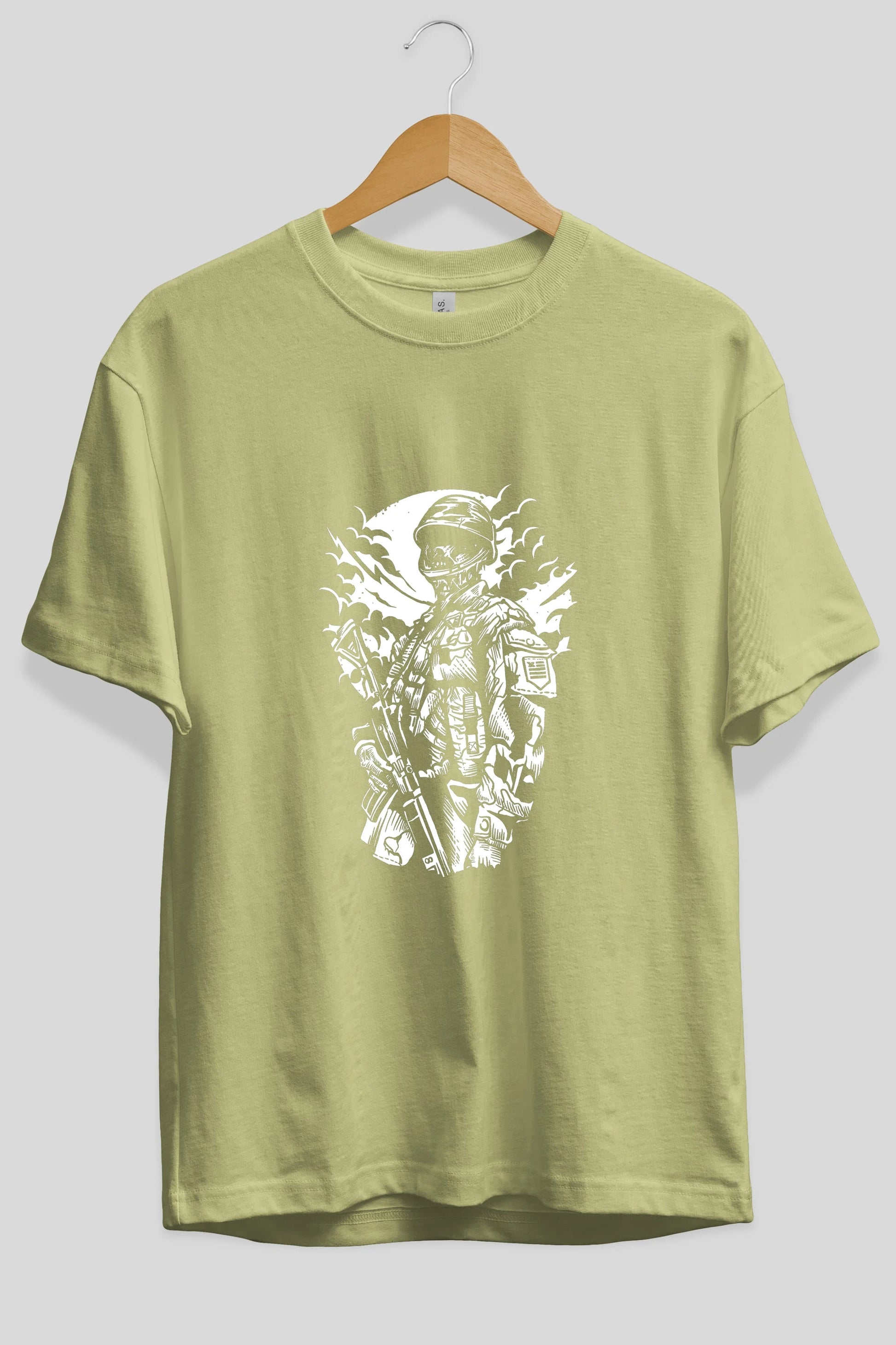 Zombie Soldier Ön Baskılı Oversize t-shirt Erkek Kadın Unisex %100 Pamuk tişort