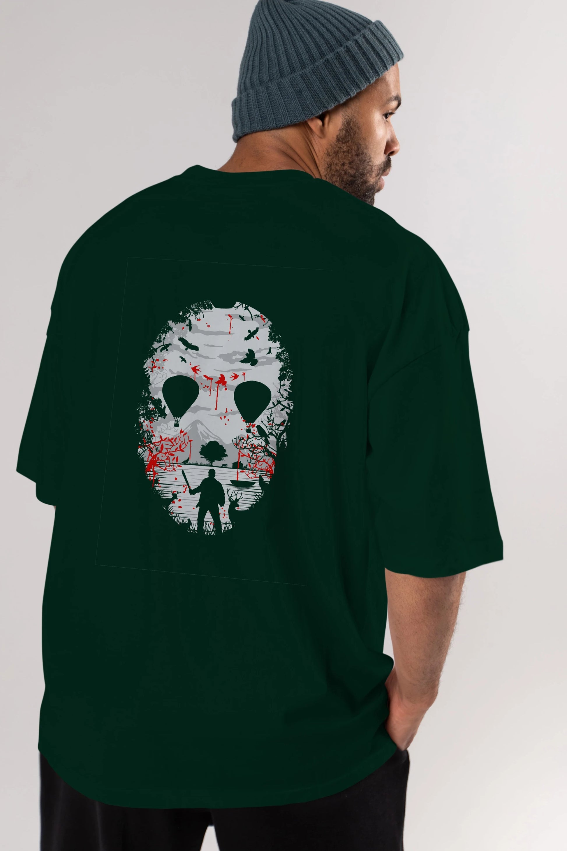 Crystal Lake Arka Baskılı Oversize t-shirt %100 pamuk Erkek Kadın Unisex