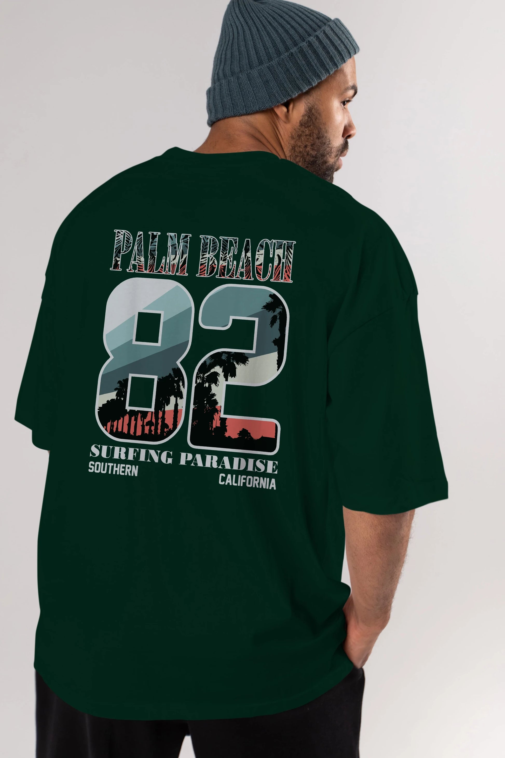 Palm Beach 82 Arka Baskılı Oversize t-shirt Erkek Kadın Unisex