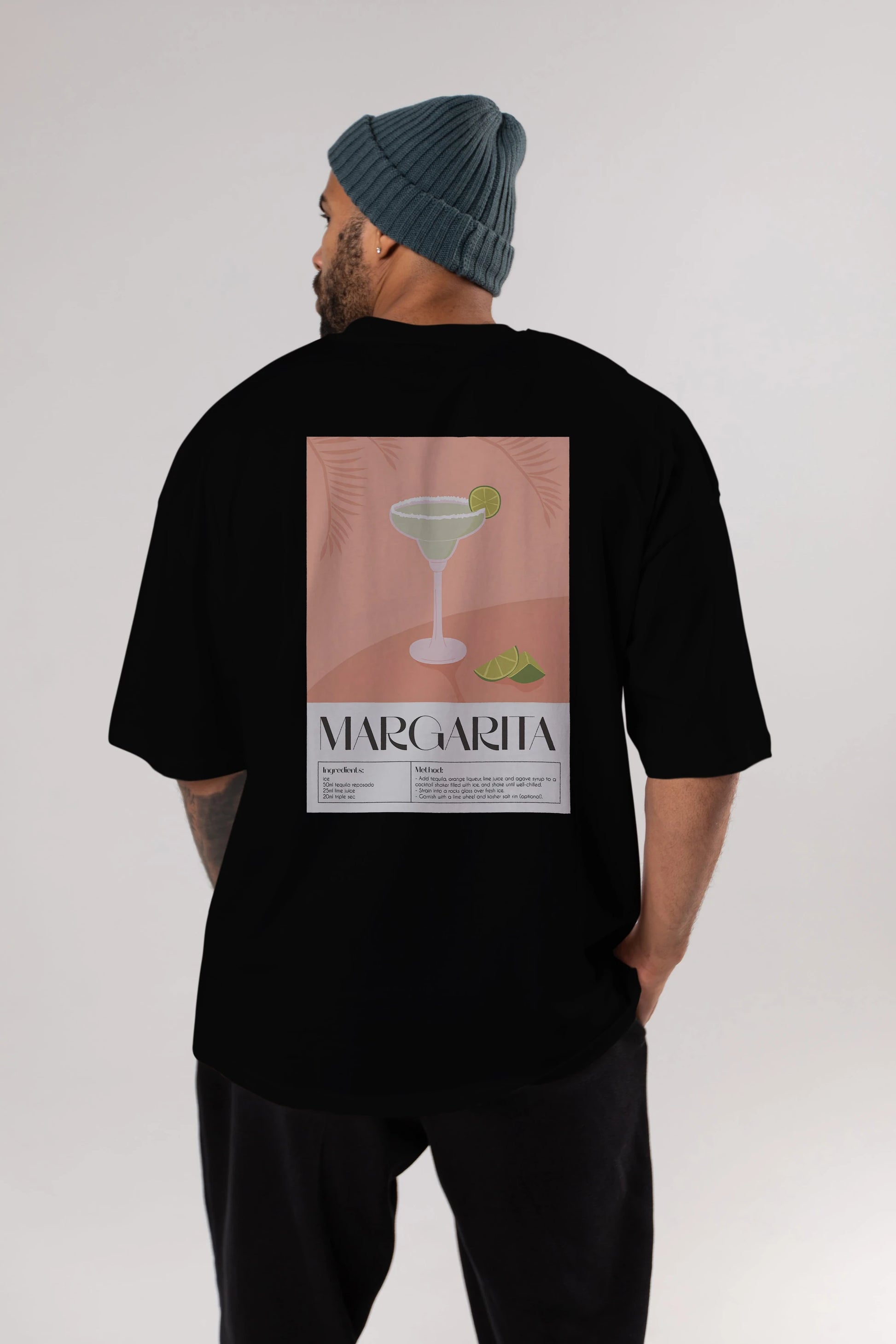 Margarita 5 Arka Baskılı Oversize t-shirt Erkek Kadın Unisex %100 Pamuk Bisiklet Yaka tişort
