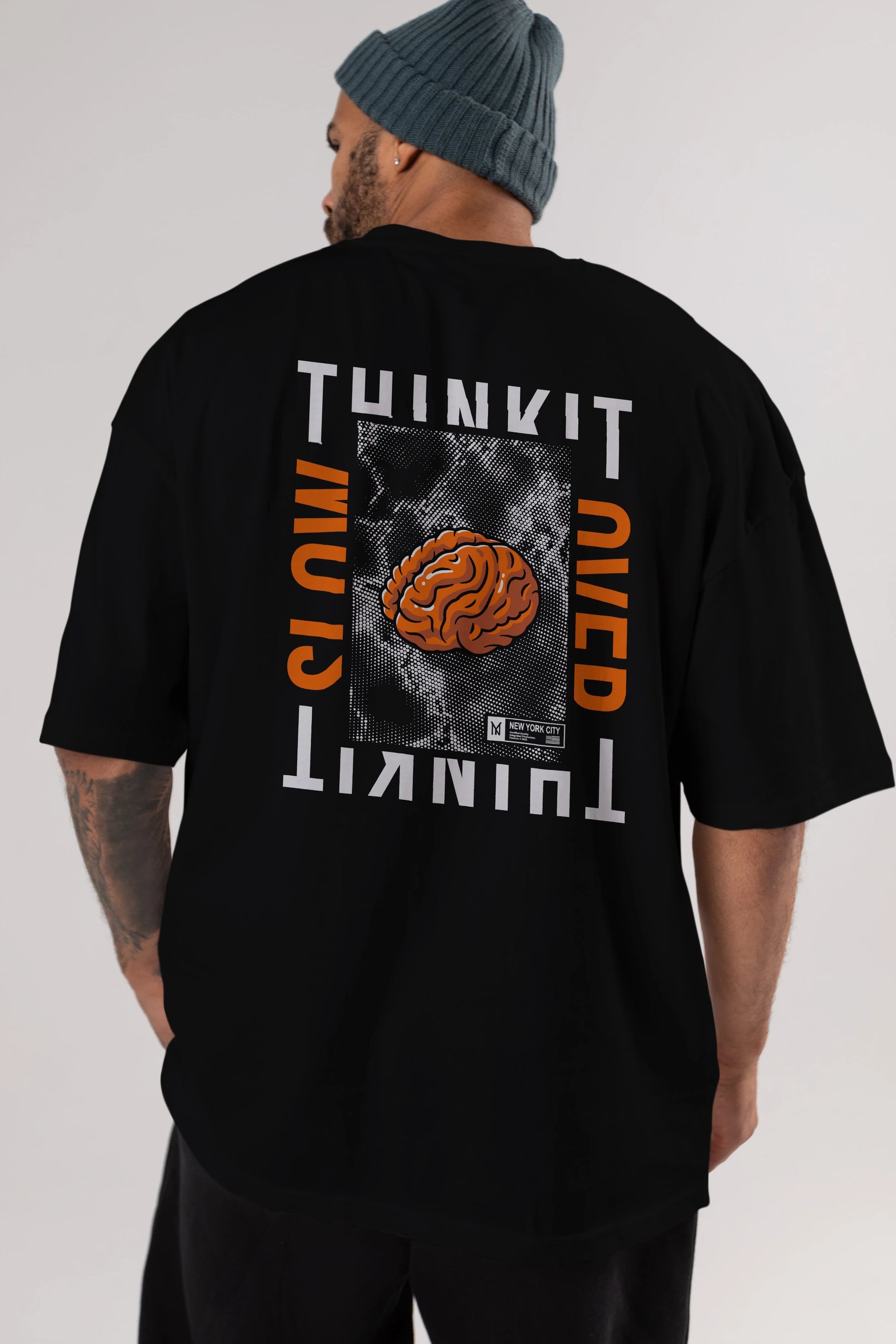 Think it Arka Baskılı Oversize t-shirt Erkek Kadın Unisex
