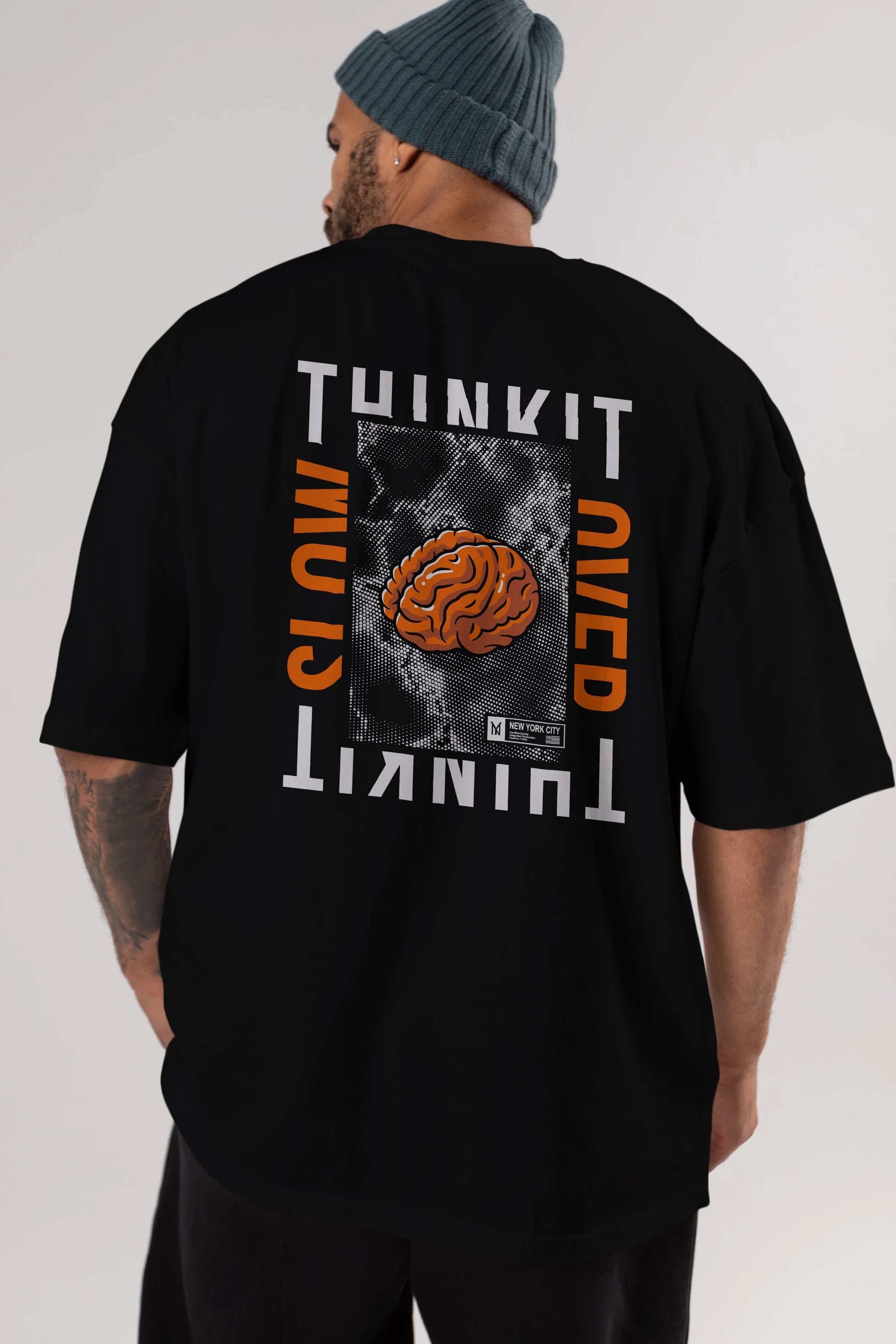 Think it Arka Baskılı Oversize t-shirt Erkek Kadın Unisex