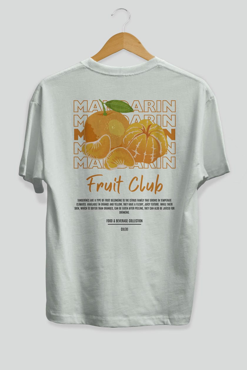 Mandarin Arka Baskılı Oversize t-shirt Erkek Kadın Pamuk Bisiklet Yaka tişort