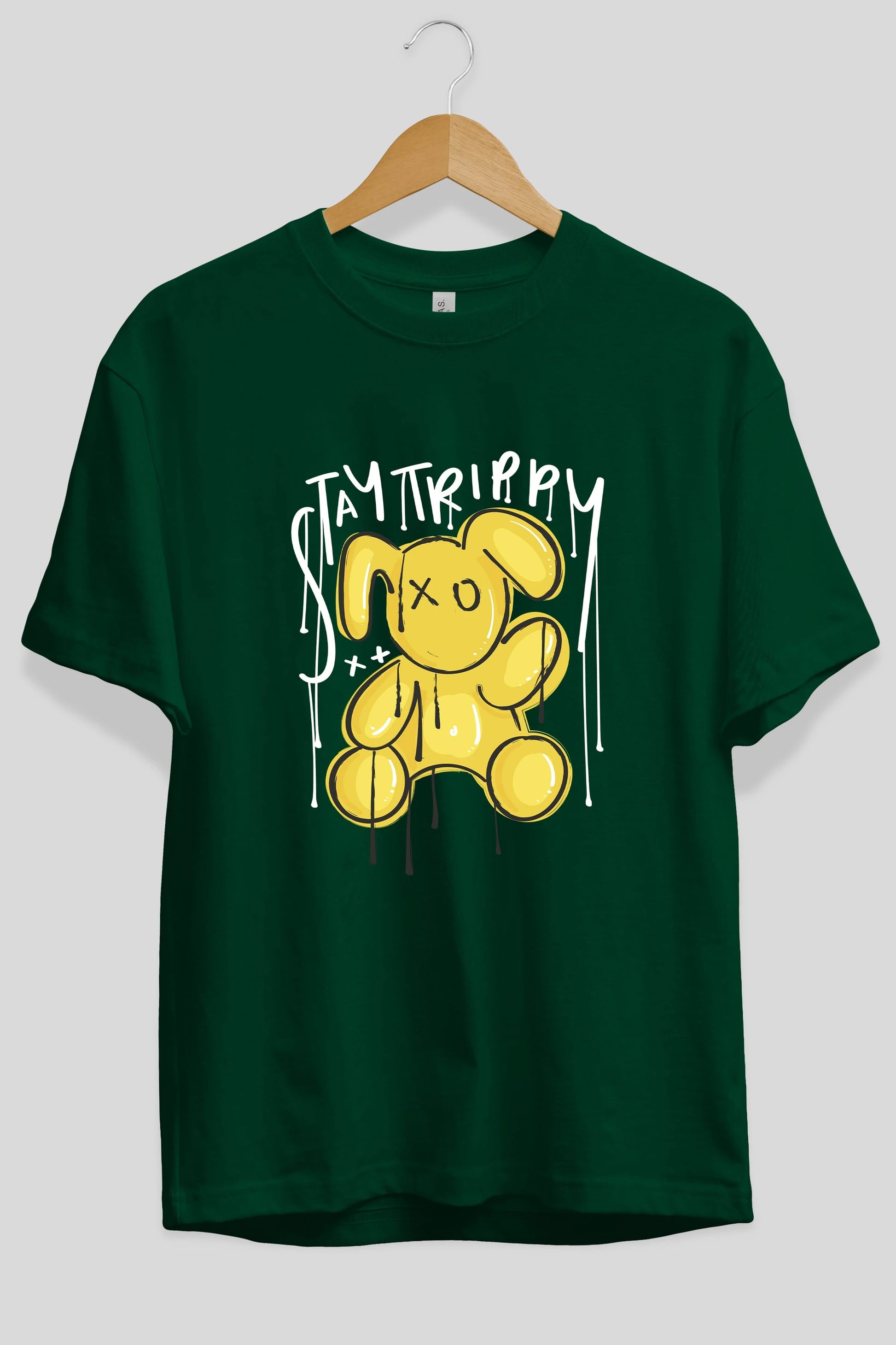 Stay Trippy Bear Ön Baskılı Oversize t-shirt Erkek Kadın Unisex