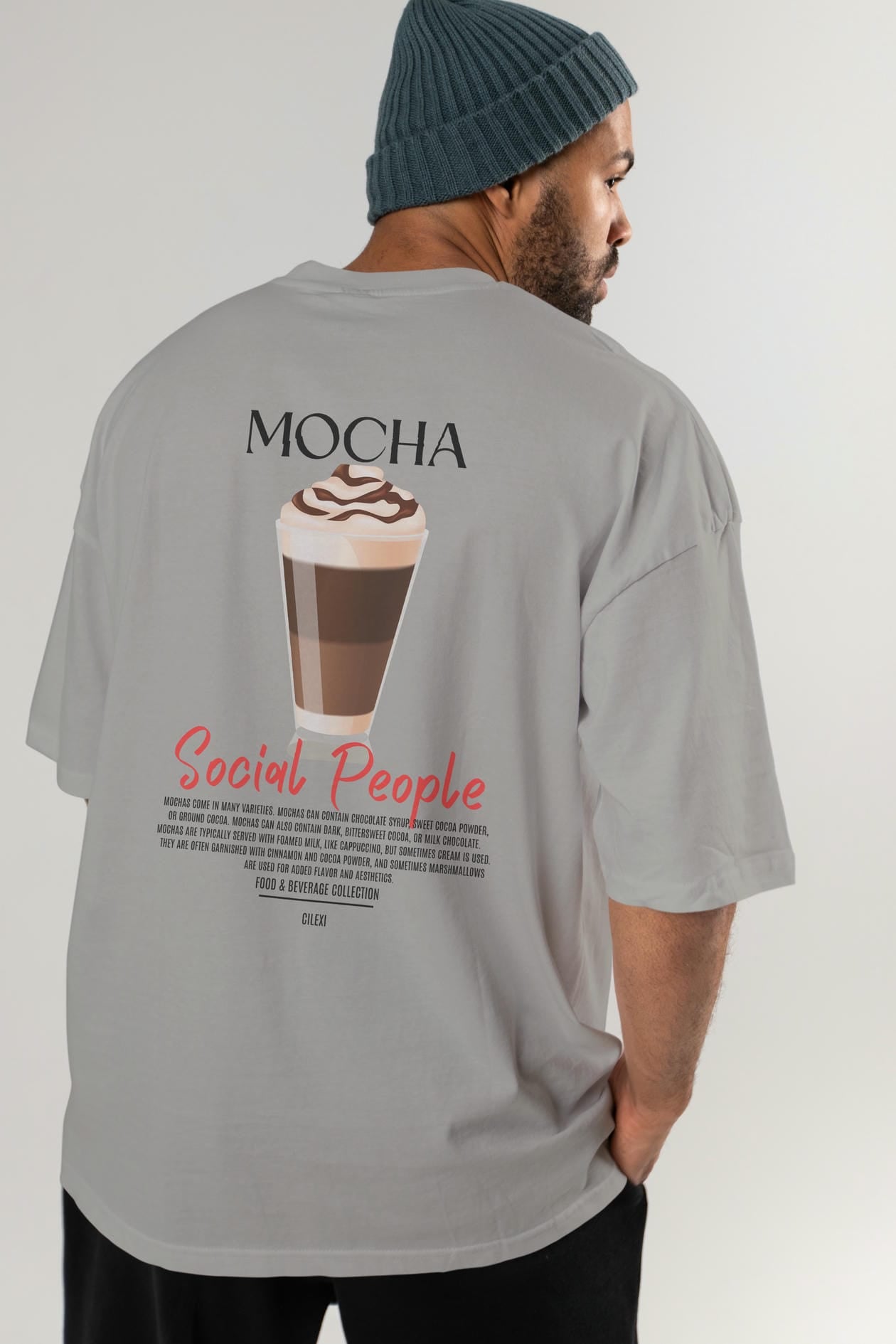 Mocha Kokteyl Serisi Baskılı Oversize t-shirt Erkek Kadın Unisex %100 Pamuk Bisiklet Yaka tişort