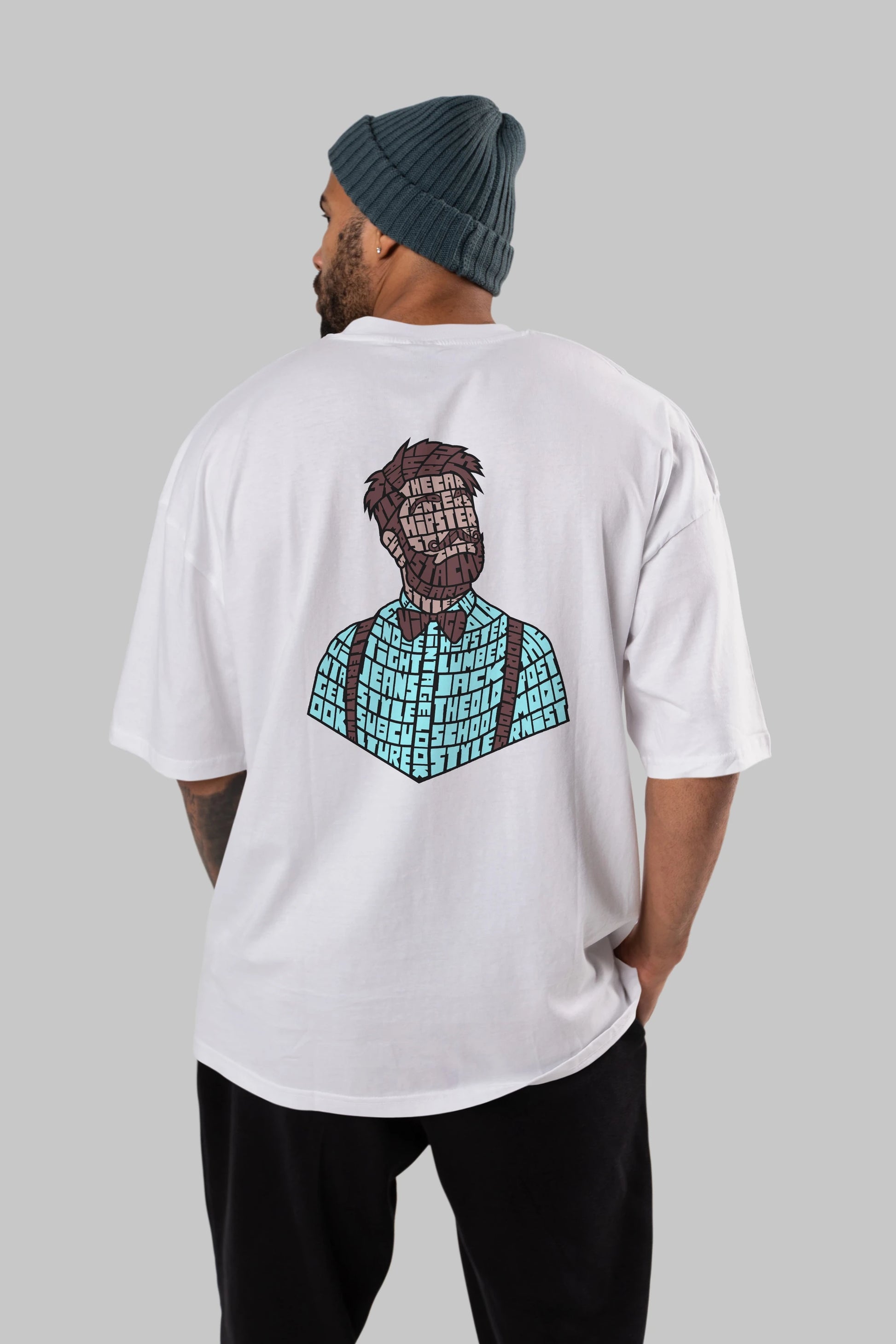 Hipster (2) Arka Baskılı Oversize t-shirt %100 pamuk Erkek Kadın Unisex