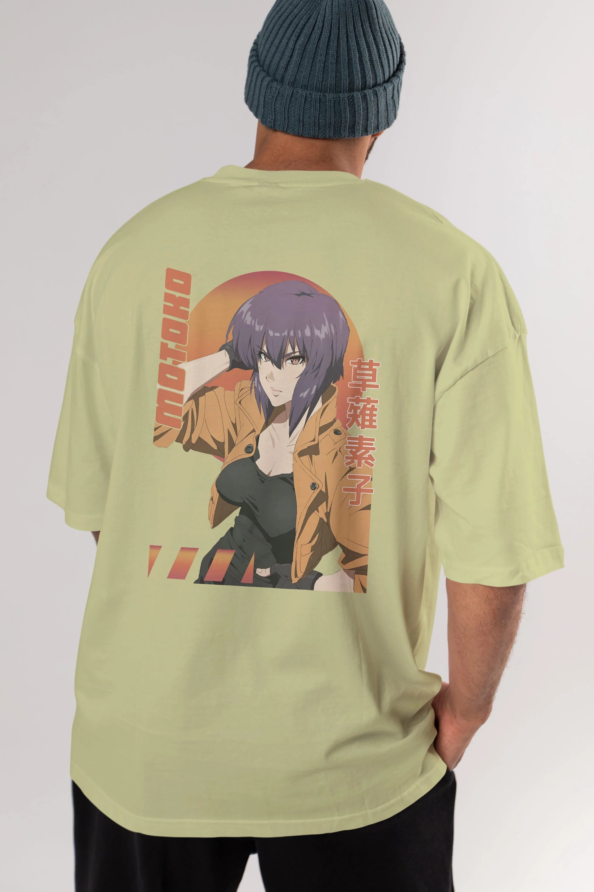Motoko Kusanagi 9 Anime Arka Baskılı Oversize t-shirt Erkek Kadın Unisex