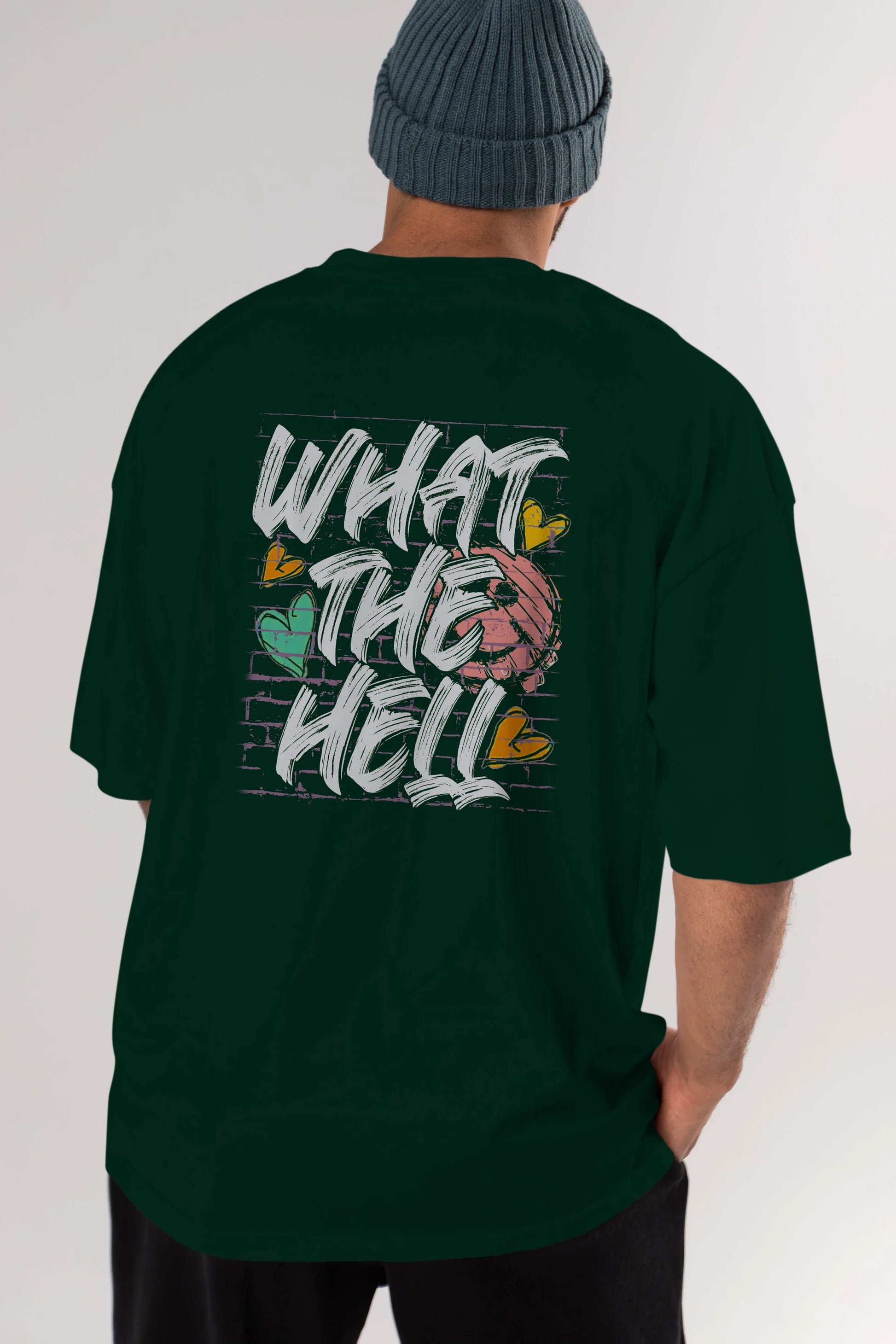 What The Hell Arka Baskılı Oversize t-shirt Erkek Kadın Unisex