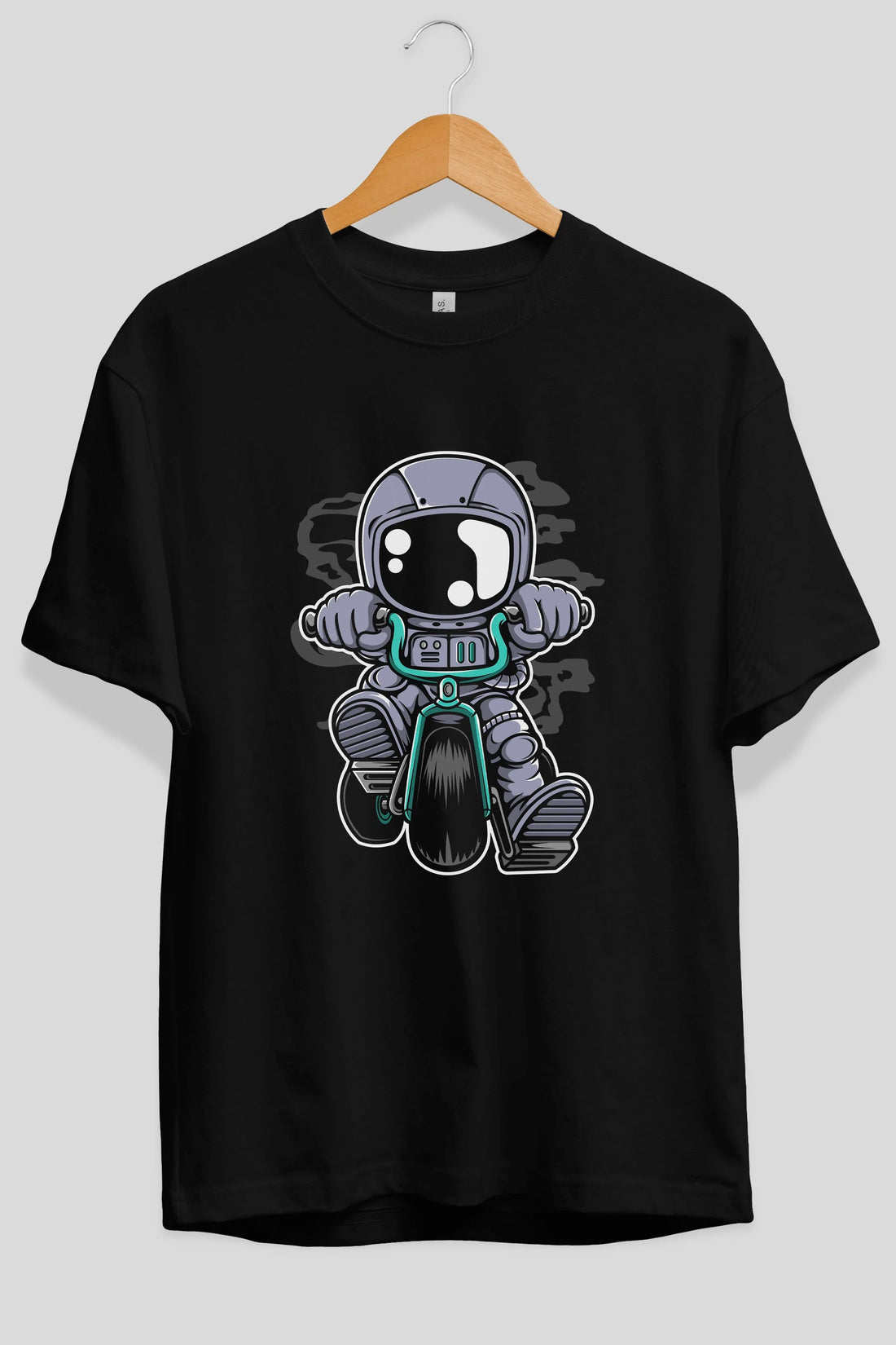 Astronaut Biker Ön Baskılı Oversize t-shirt Erkek Kadın Unisex