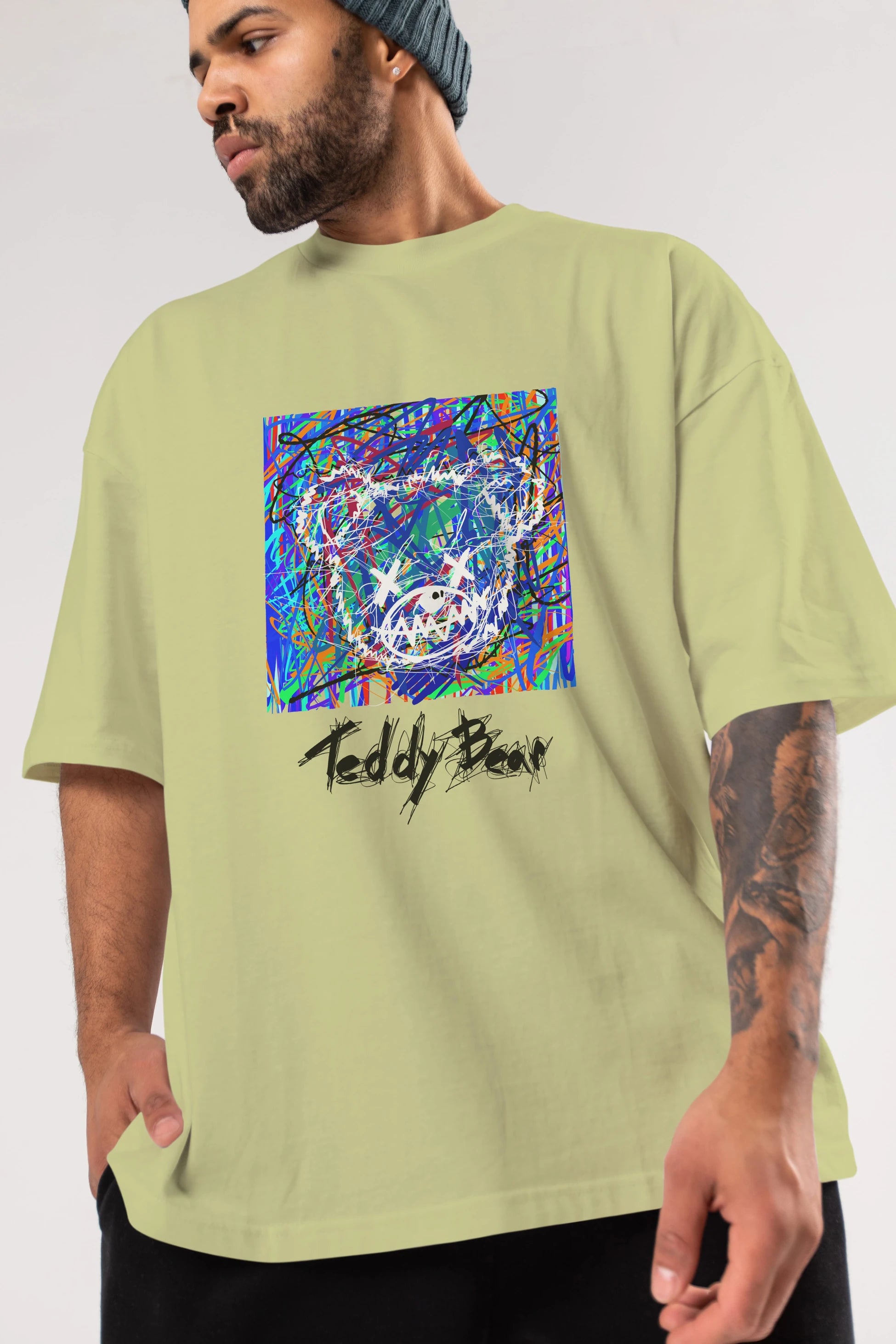 Teddy Bear 3 Ön Baskılı Oversize t-shirt Erkek Kadın Unisex