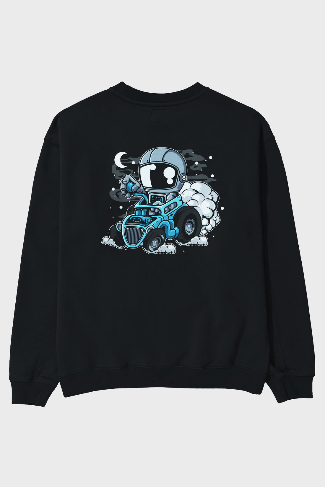 Astronaut Hotrod Arka Baskılı Oversize Sweatshirt Erkek Kadın Unisex