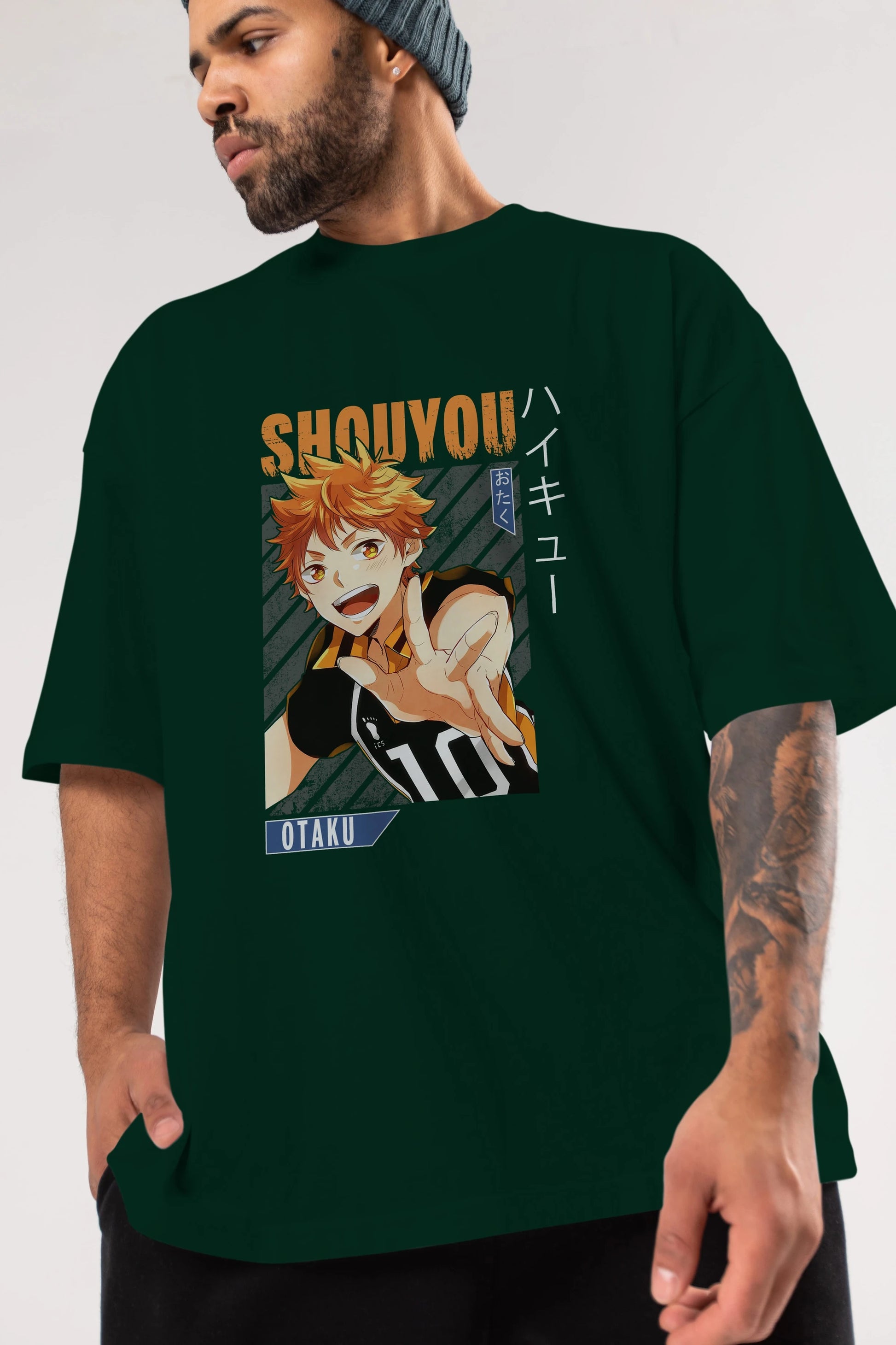 Shouyou Hinata 9 Anime Ön Baskılı Oversize t-shirt %100 pamuk Erkek Kadın Unisex