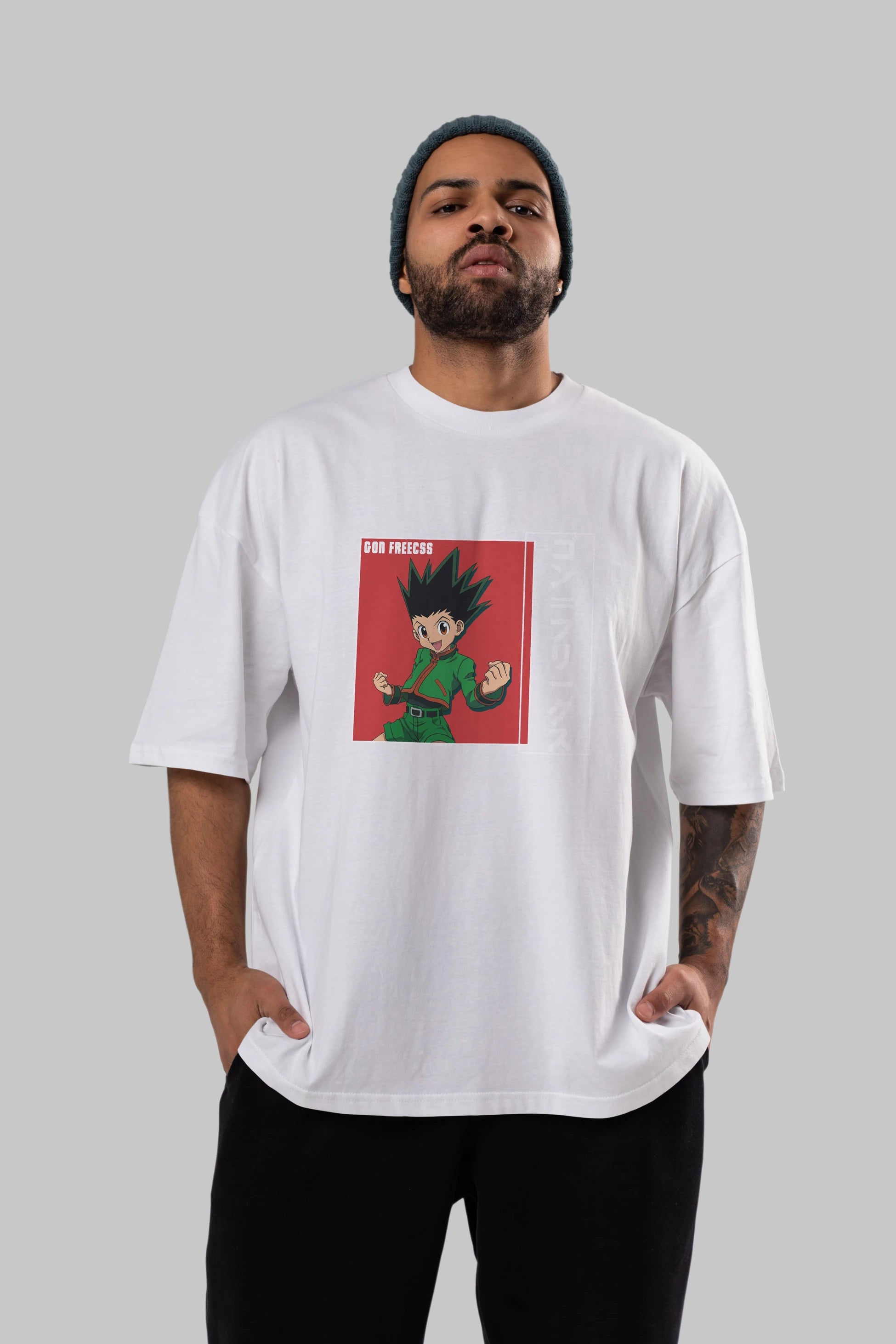 Gon Freecss HUNTER X HUNTER 5 Anime Ön Baskılı Oversize t-shirt %100 pamuk Erkek Kadın Unisex