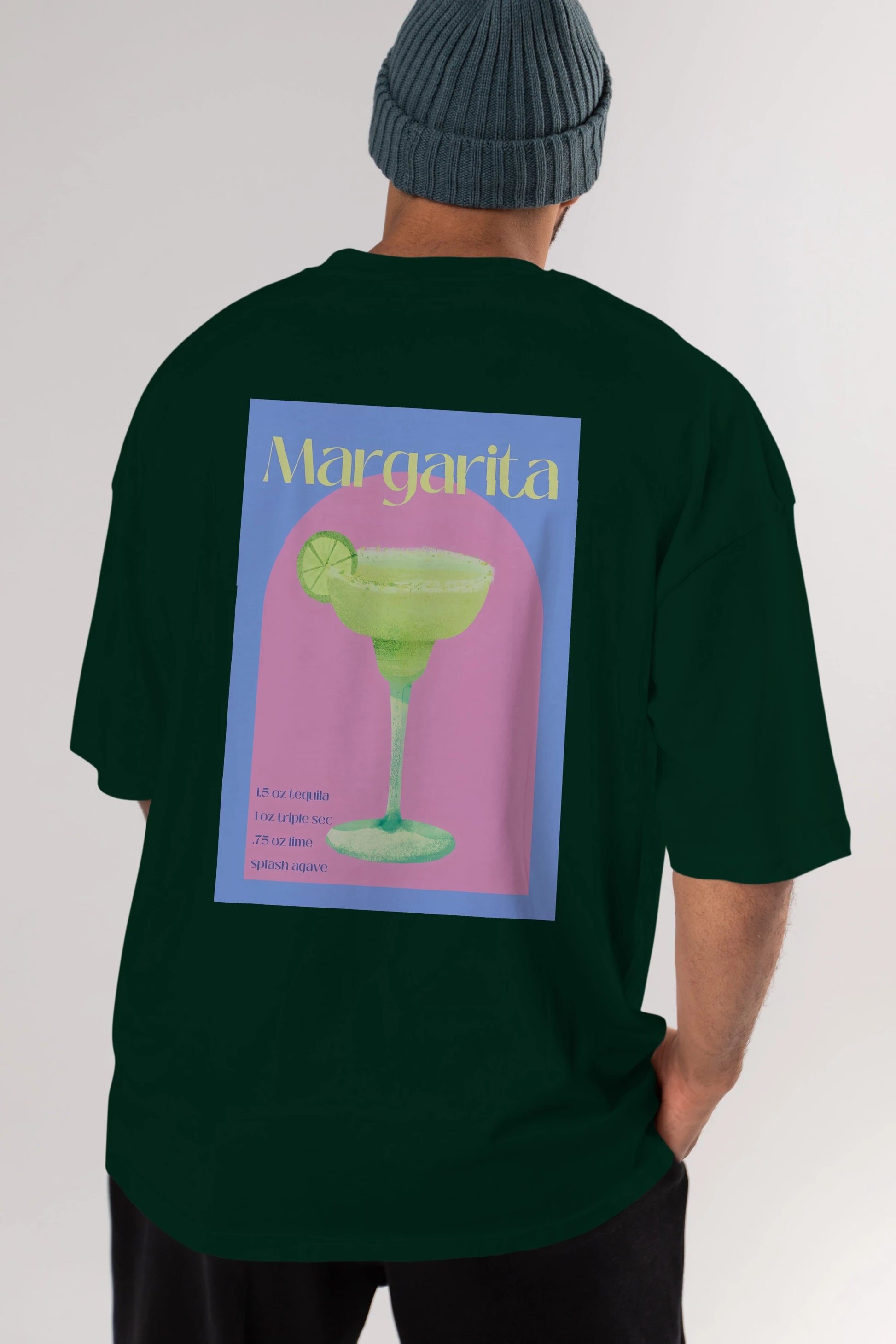Margarita 6 Arka Baskılı Oversize t-shirt Erkek Kadın Unisex %100 Pamuk Bisiklet Yaka tişort