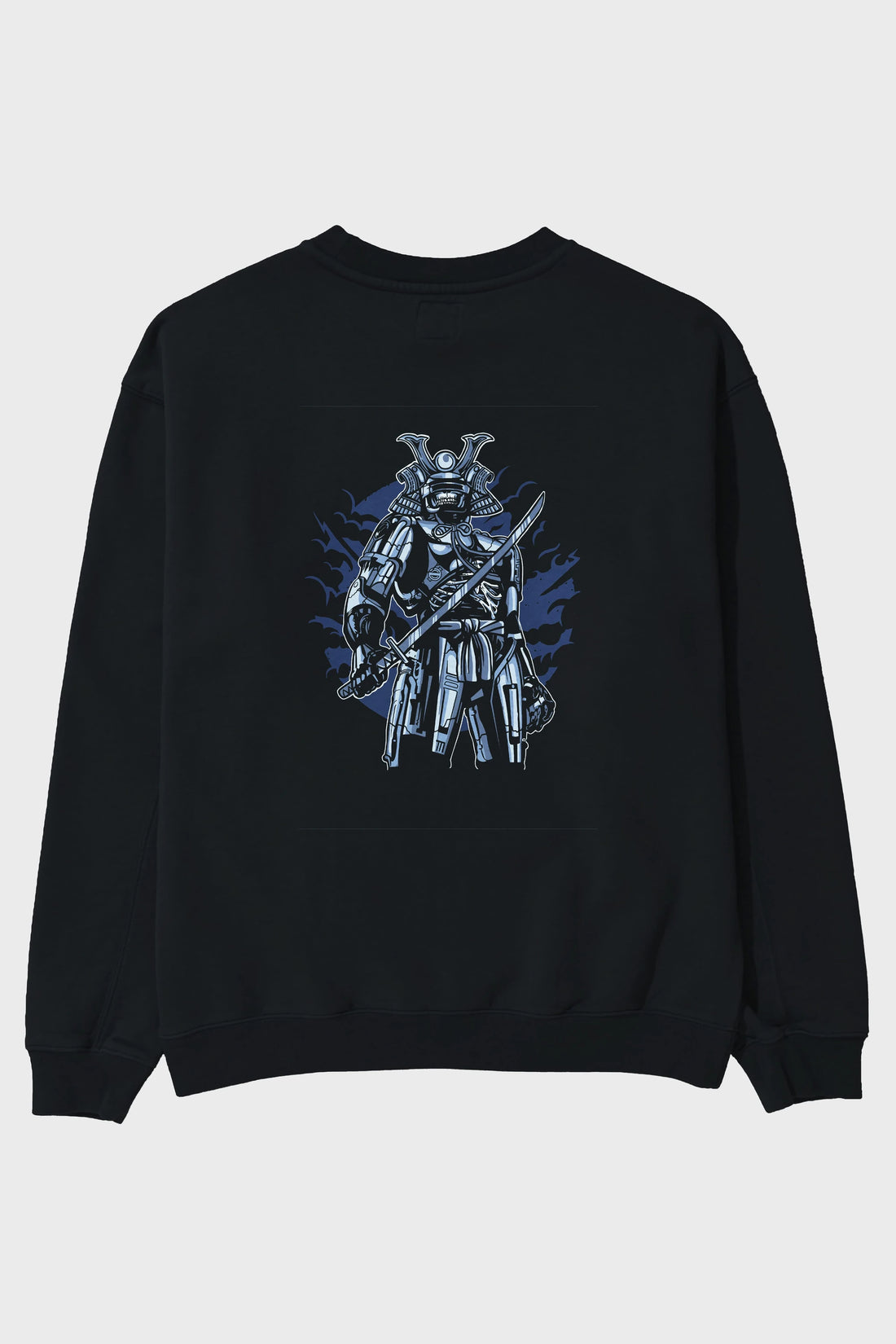 Samurai Robot Skull Arka Baskılı Oversize Sweatshirt Erkek Kadın Unisex