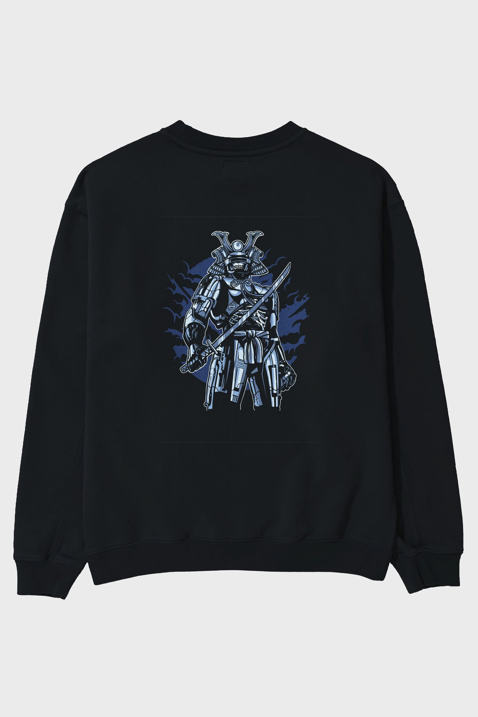 Samurai Robot Skull Arka Baskılı Oversize Sweatshirt Erkek Kadın Unisex