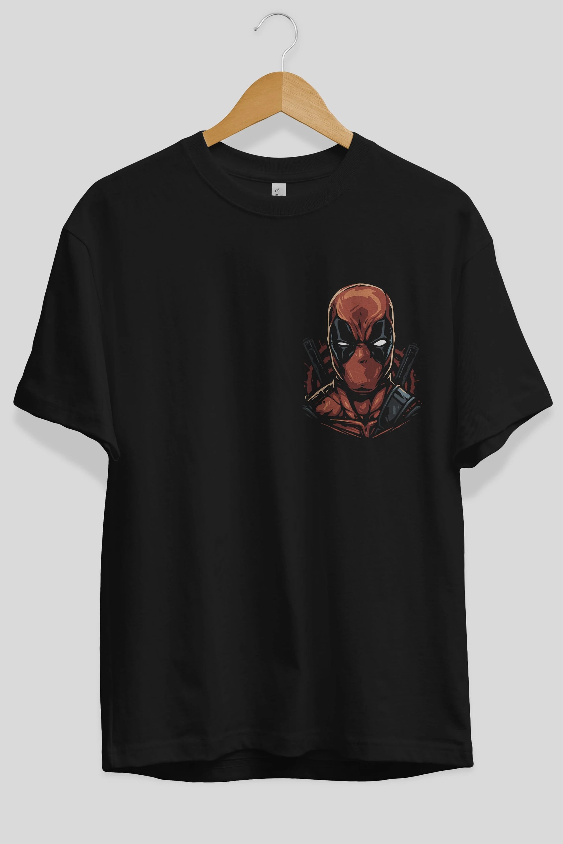 Deadpool (10) Ön Sol Baskılı Oversize t-shirt Erkek Kadın Unisex %100 Pamuk Bisiklet Yaka tişort