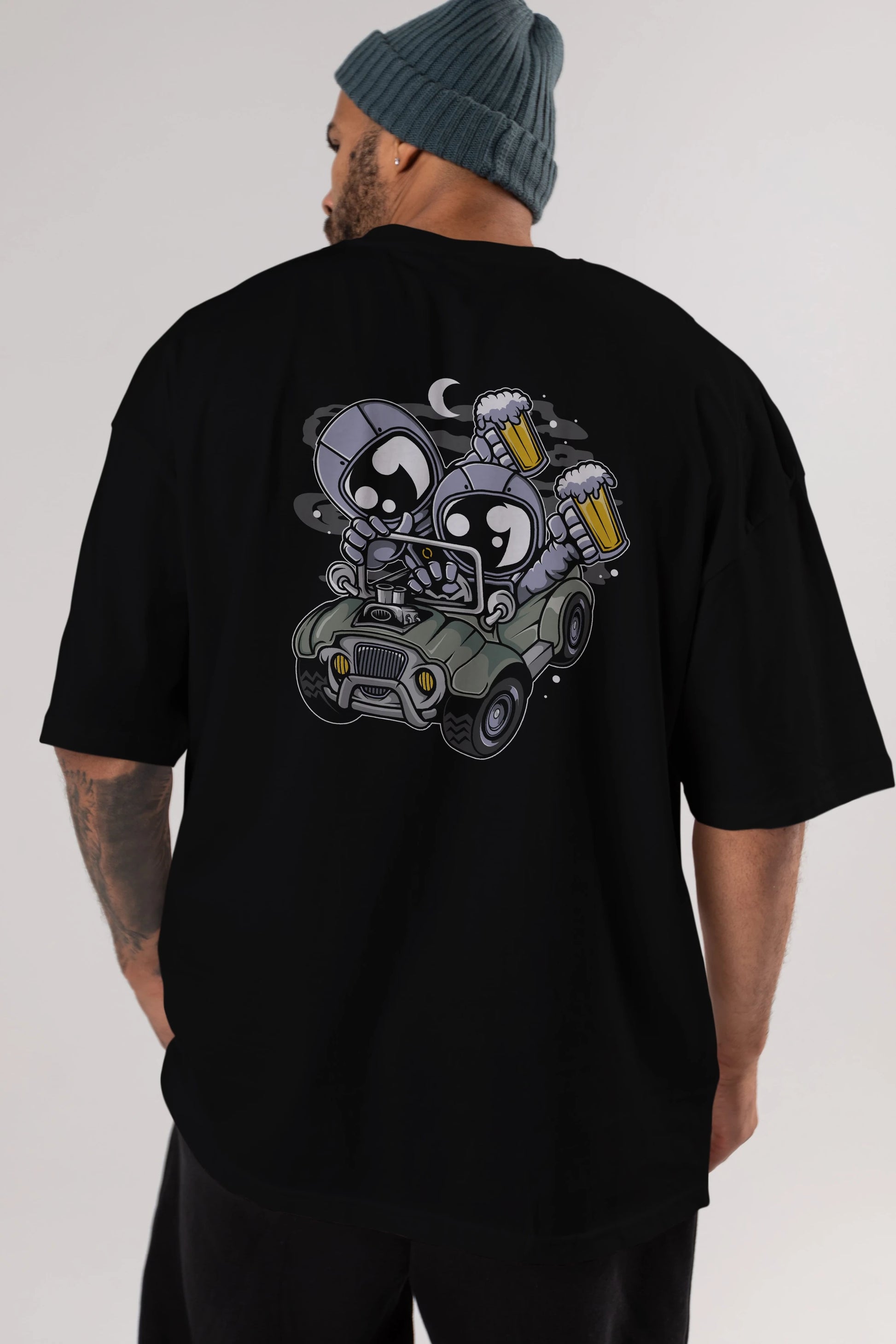 Astronaut Offroad Arka Baskılı Oversize t-shirt Erkek Kadın Unisex