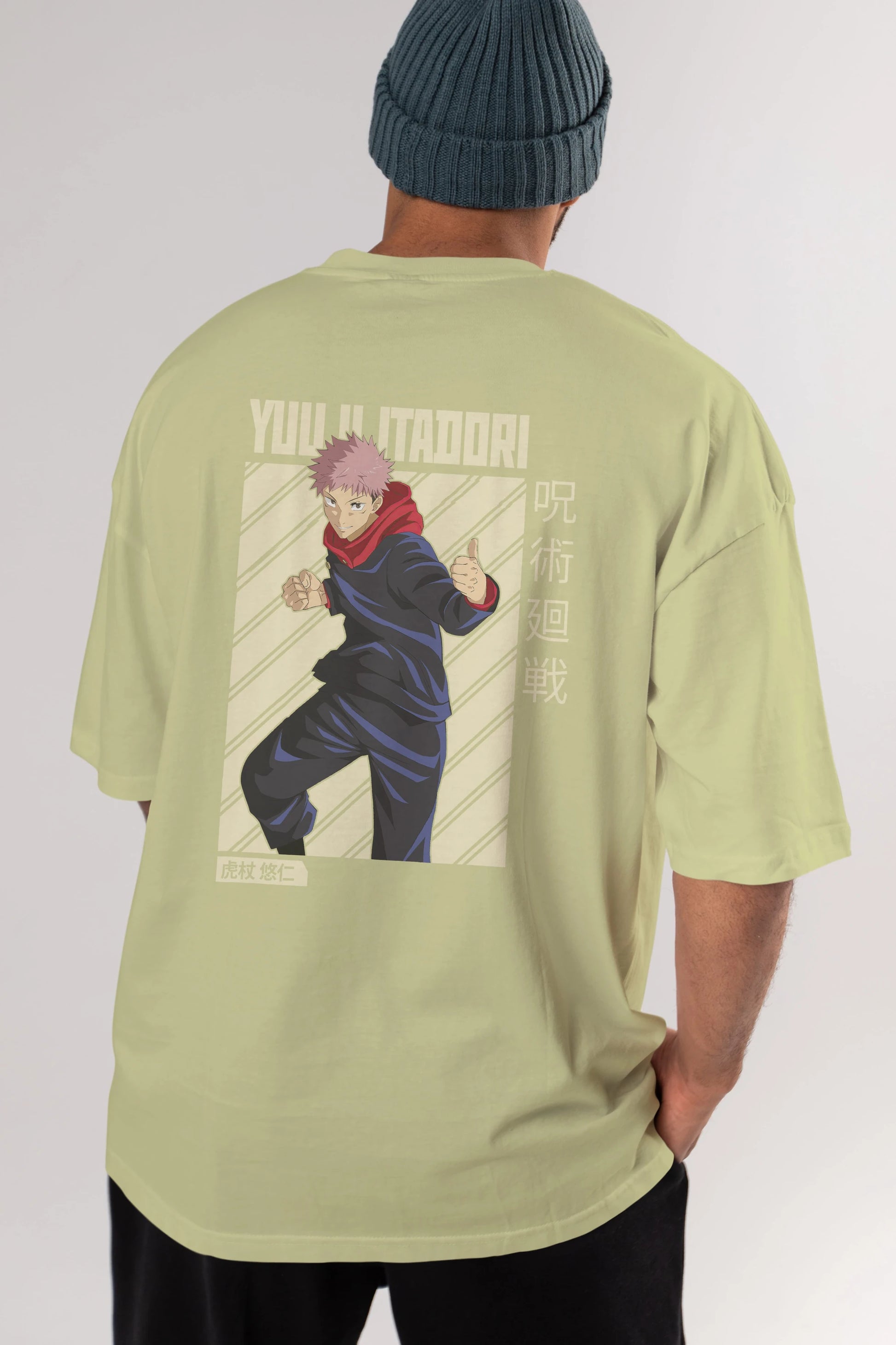 Yuuji Itadori 1 Anime Arka Baskılı Oversize t-shirt Erkek Kadın Unisex