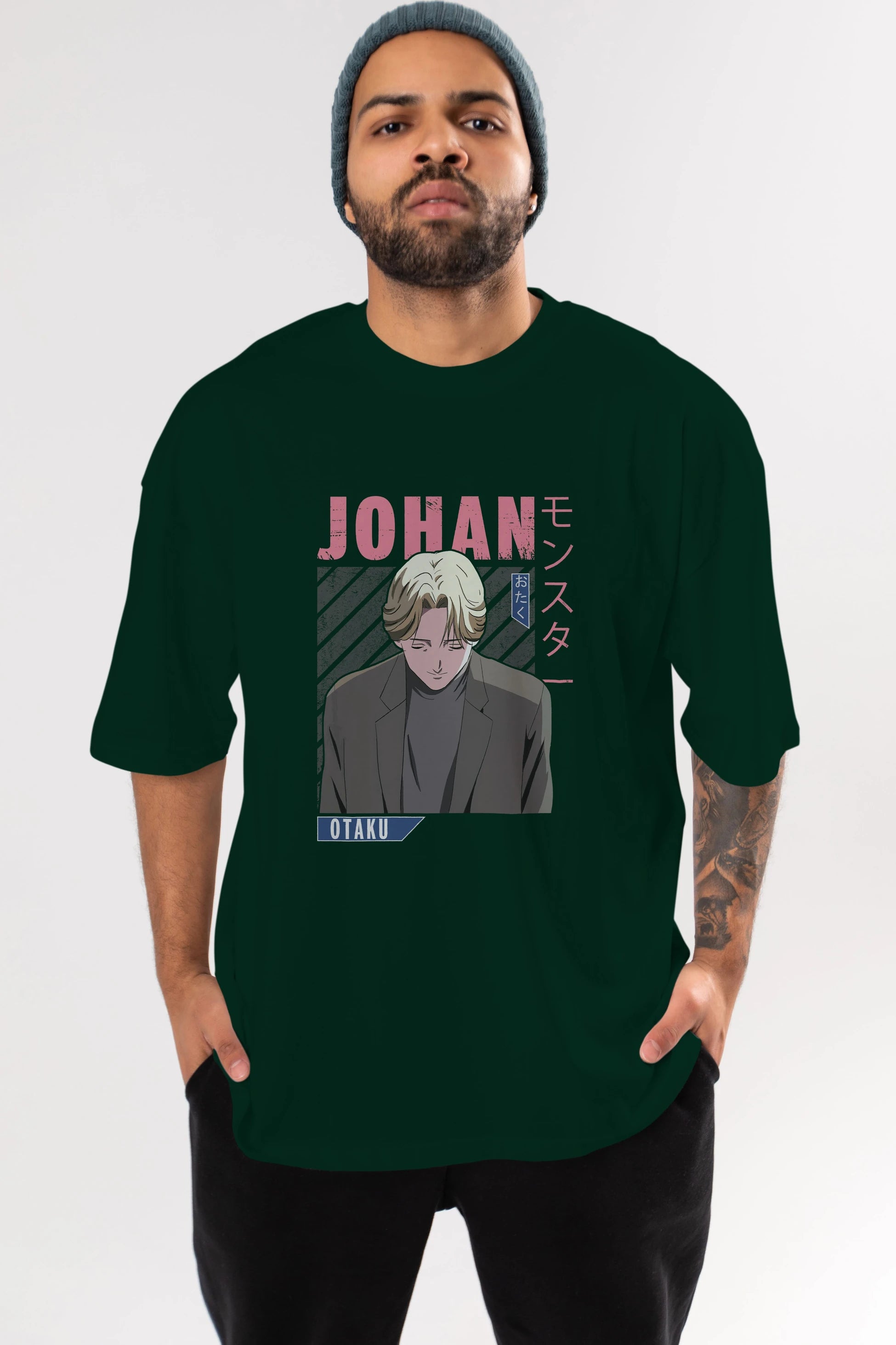 Johan Liebert MONSTER Anime Ön Baskılı Oversize t-shirt %100 pamuk Erkek Kadın Unisex