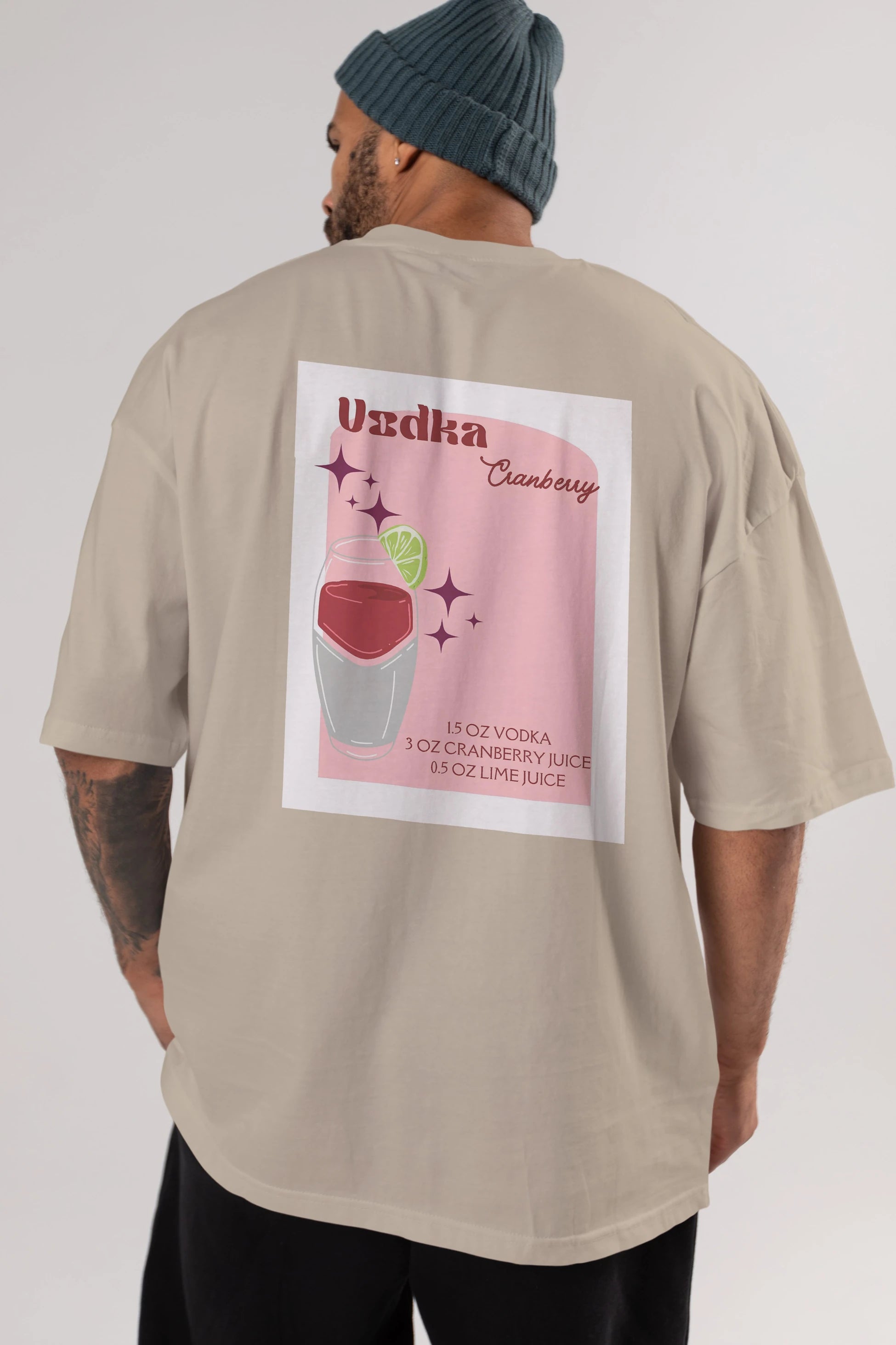 Vodka Cranberry 2 Arka Baskılı Oversize t-shirt Erkek Kadın Unisex %100 Pamuk Bisiklet Yaka tişort
