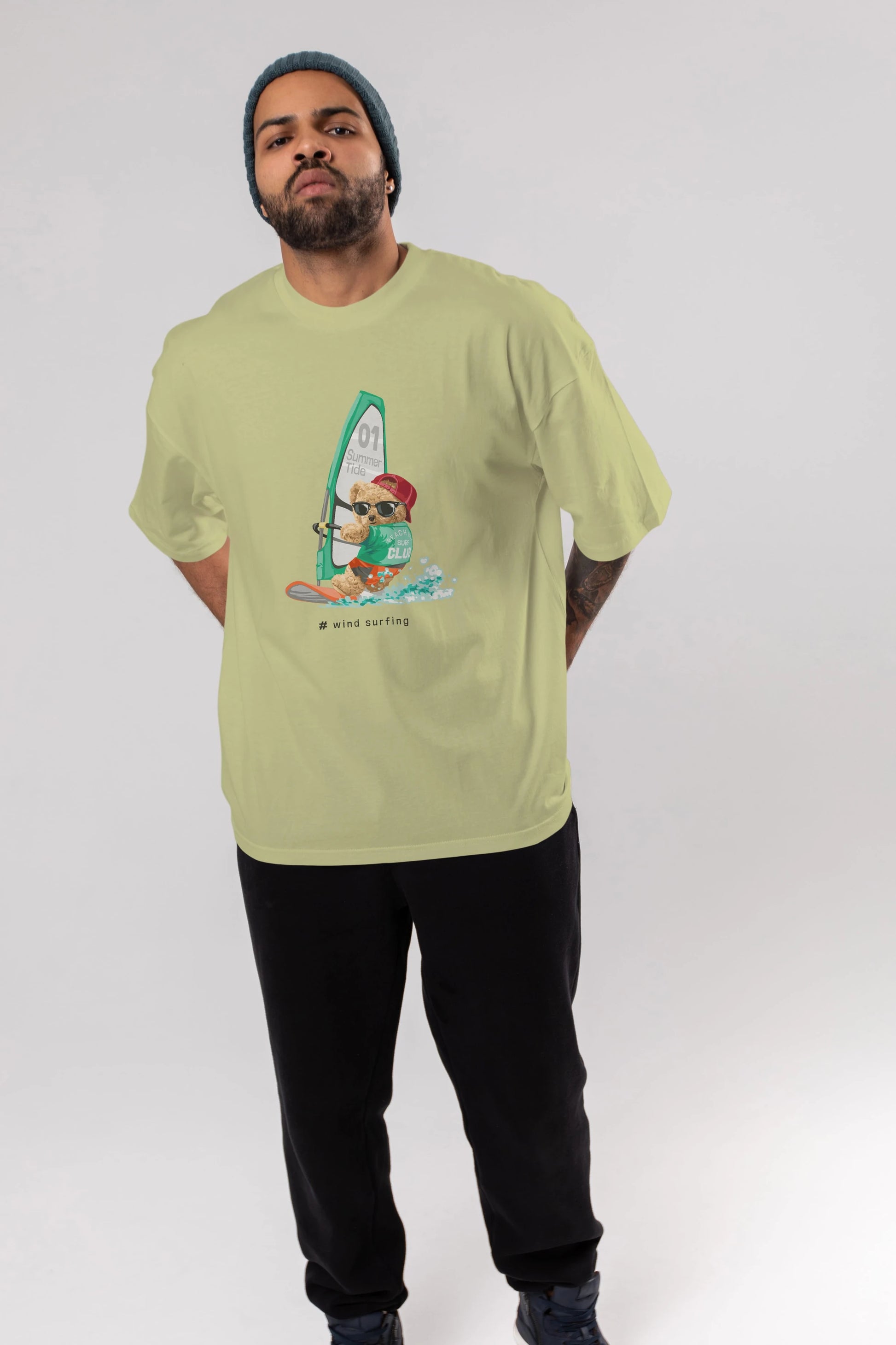 Teddy Bear Summer Tide Ön Baskılı Oversize t-shirt Erkek Kadın Unisex %100 Pamuk