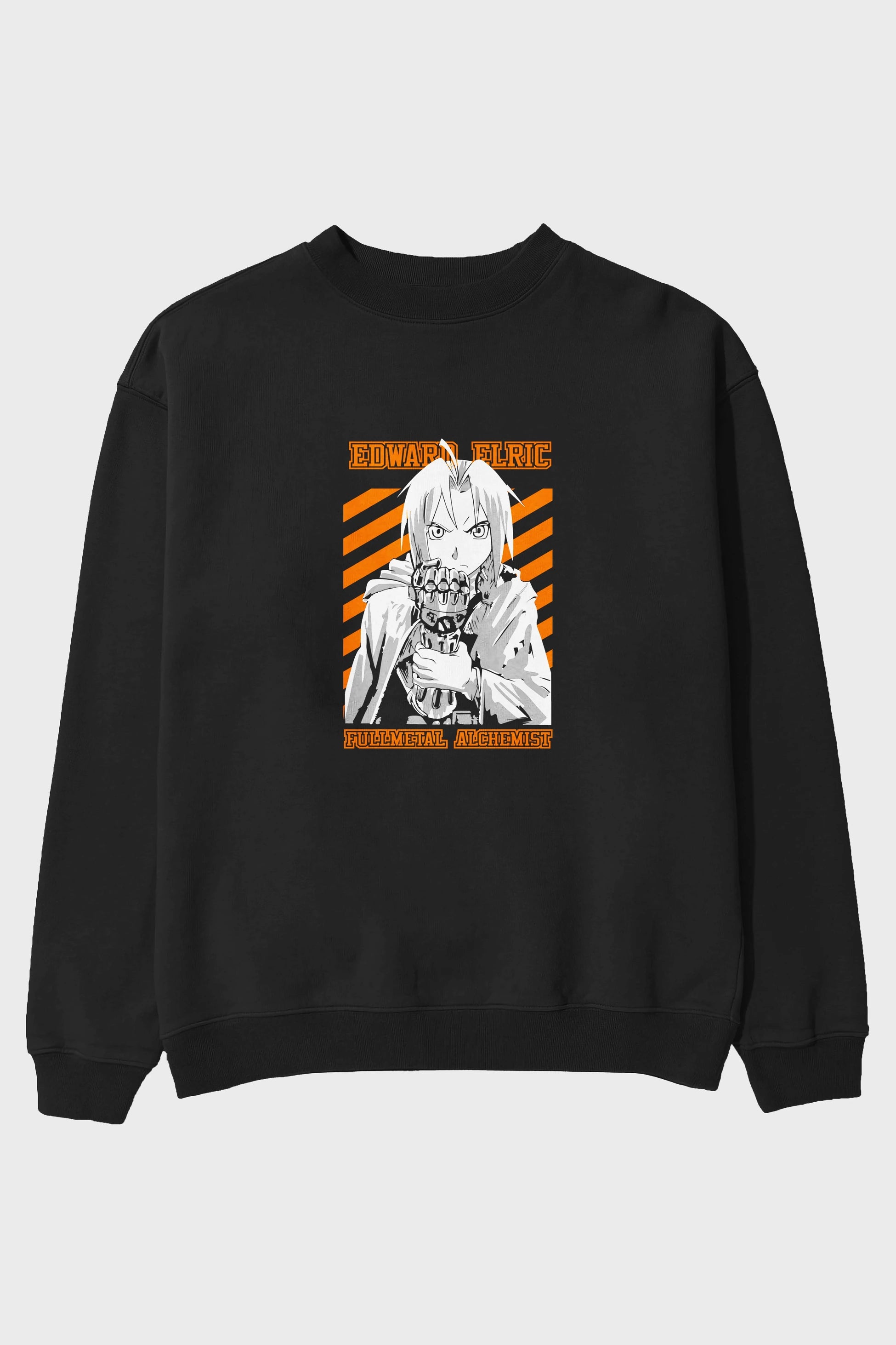EDWARD ELRIC Anime Ön Baskılı Oversize Sweatshirt Erkek Kadın Unisex