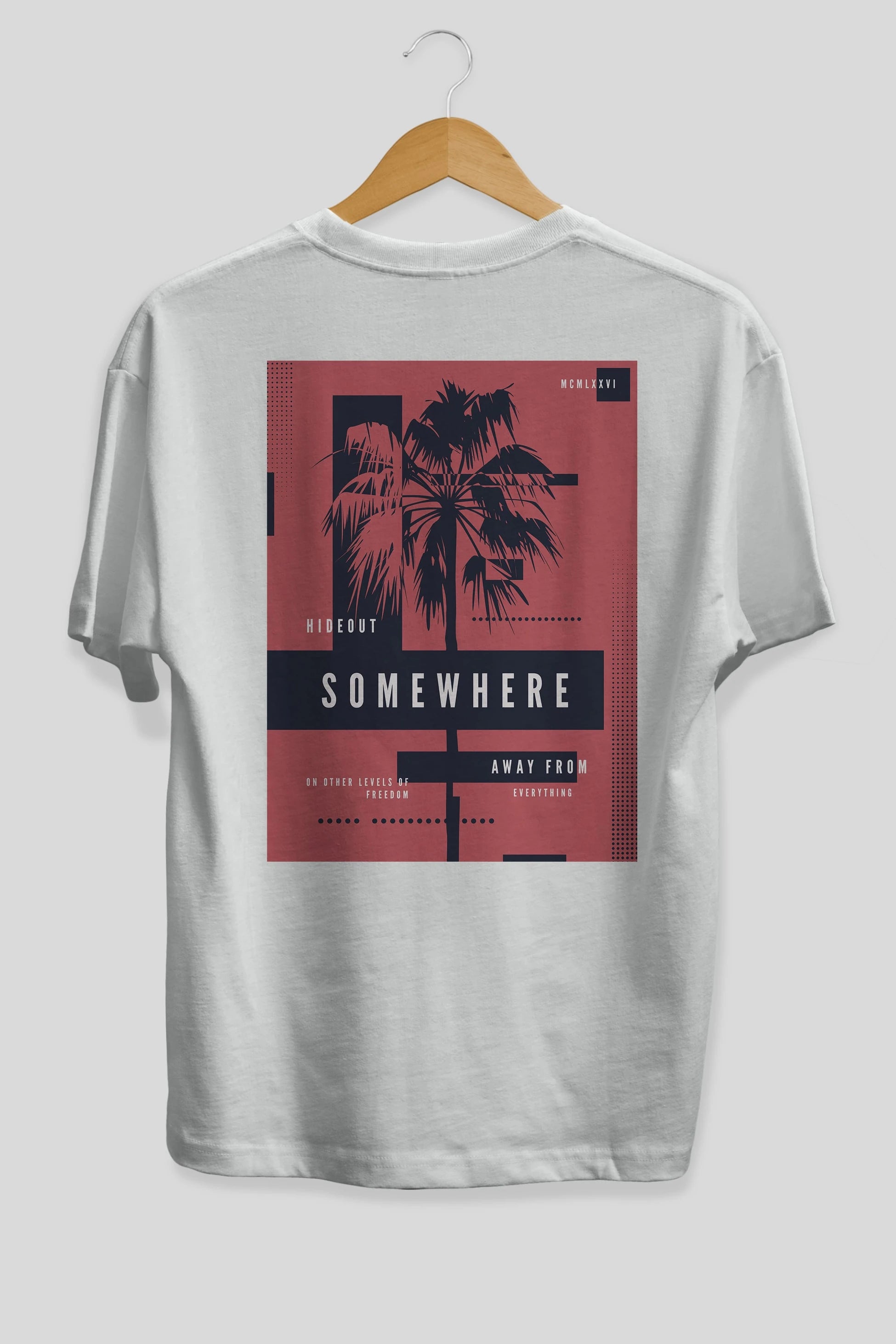 Hideout Somewhere Arka Baskılı Oversize t-shirt Erkek Kadın Unisex