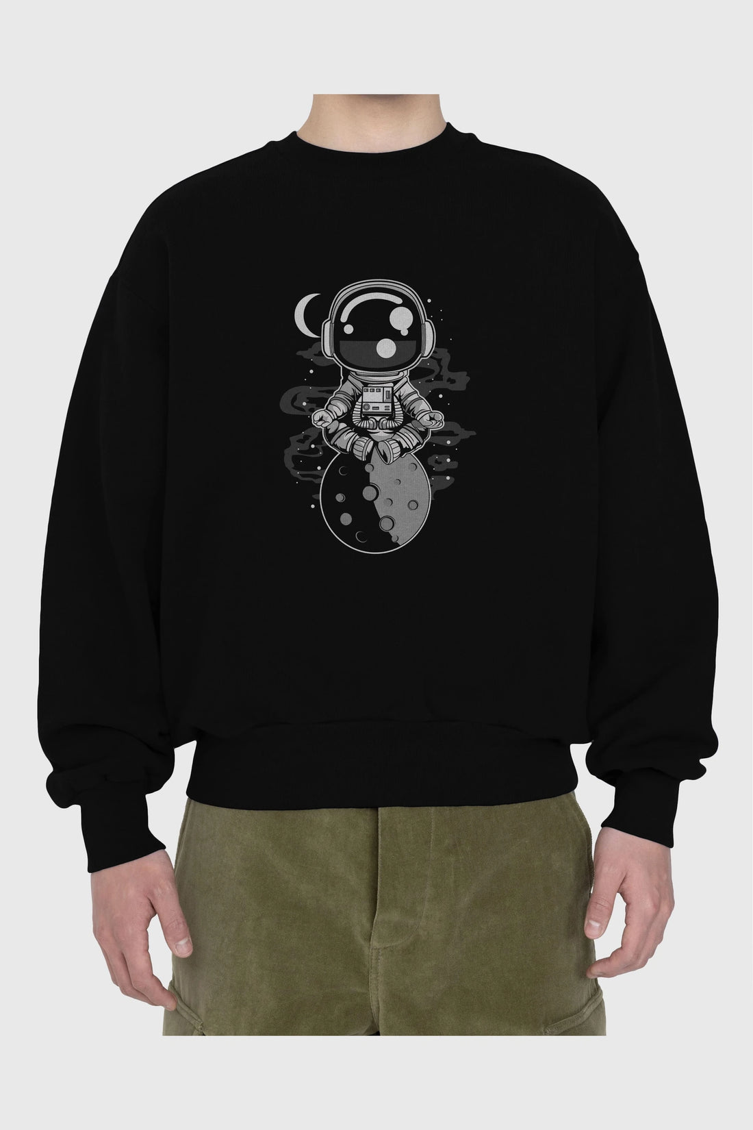 Astronaut Yoga Ön Baskılı Oversize Sweatshirt Erkek Kadın Unisex