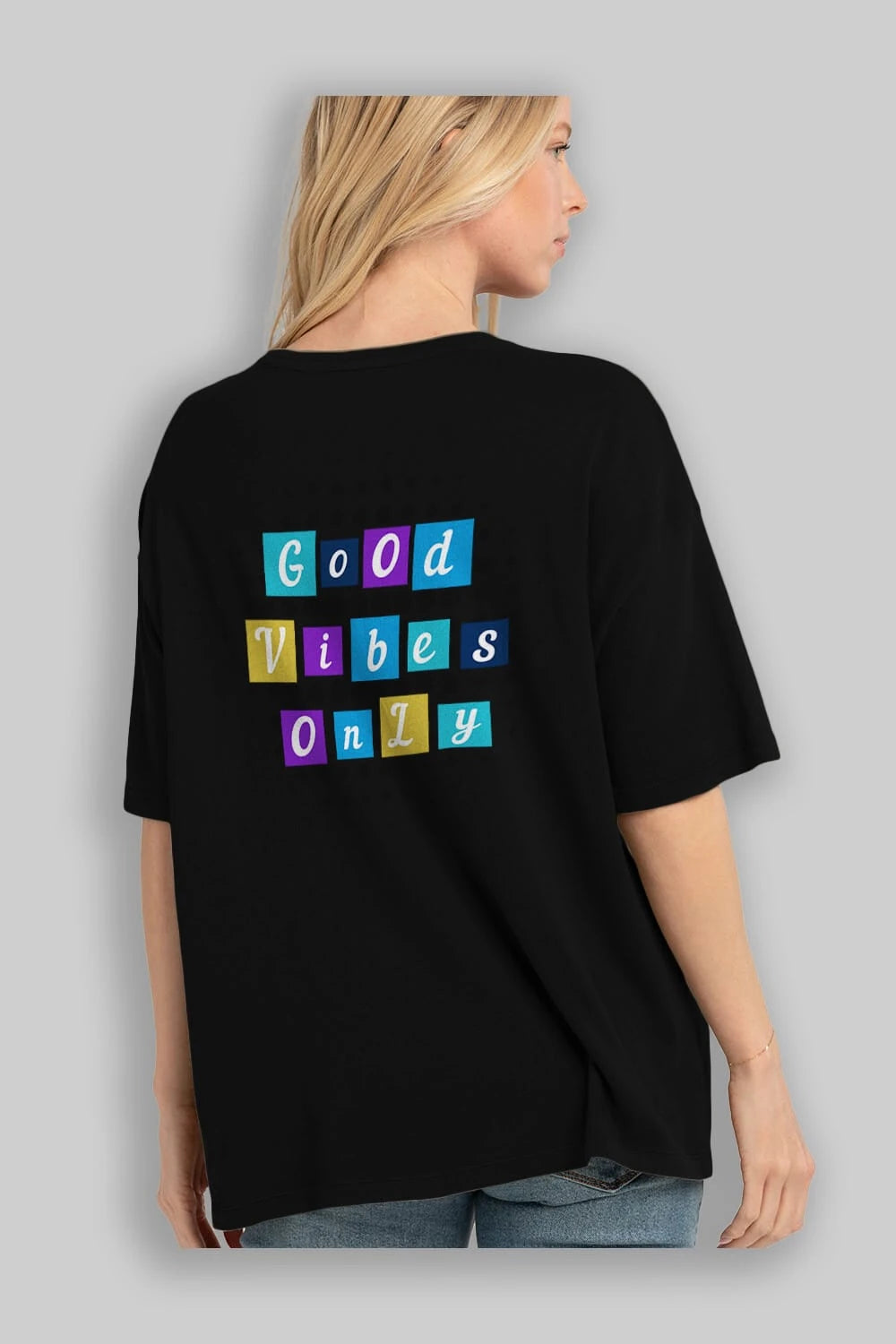 Good Vibes Only Yazılı 3 Arka Baskılı Oversize t-shirt Erkek Kadın Unisex