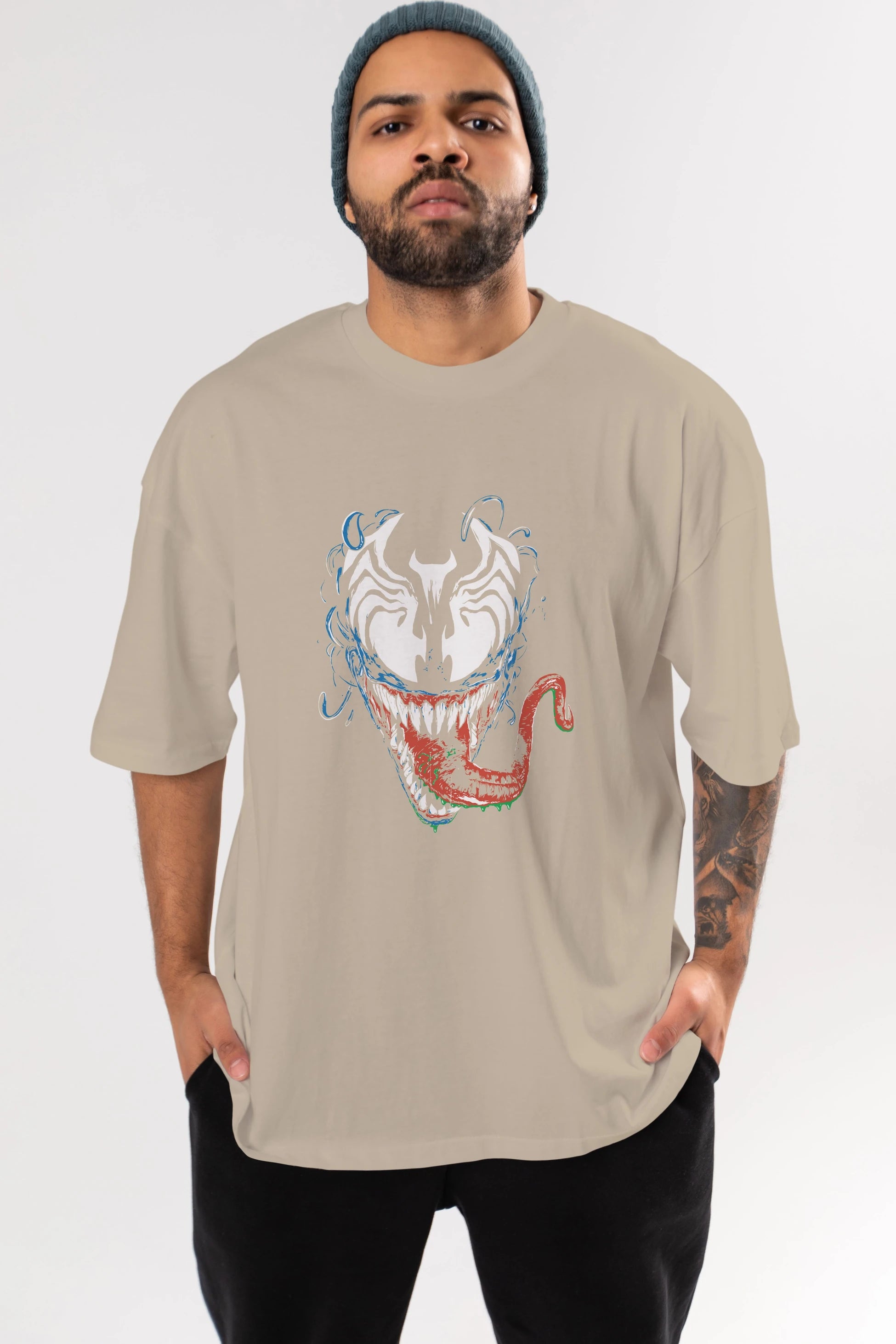 Venom (2) Ön Baskılı Oversize t-shirt Erkek Kadın Unisex %100 Pamuk Bisiklet Yaka tişort