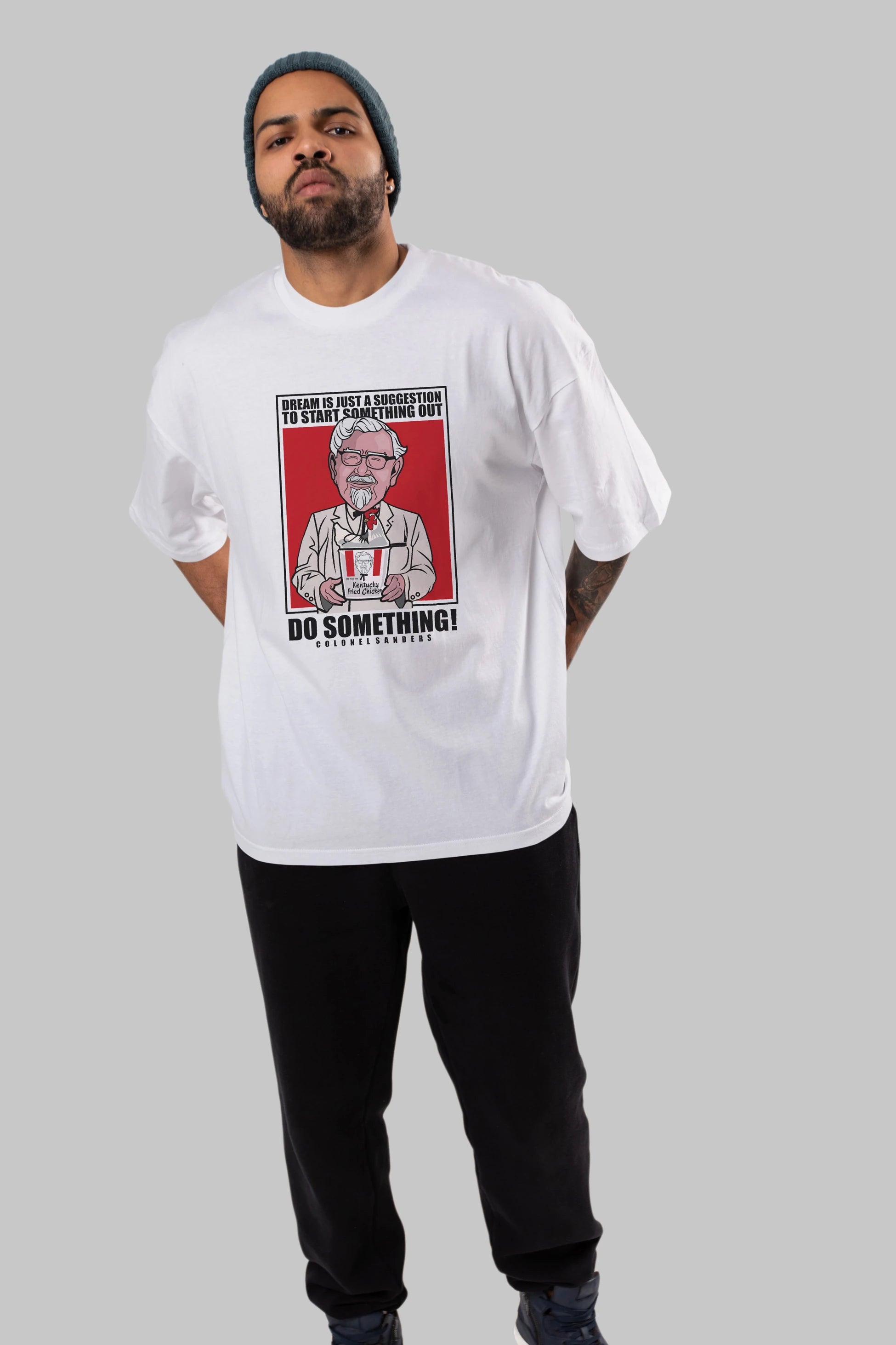 Colonel Sanders Ön Baskılı Oversize t-shirt Erkek Kadın Unisex %100 Pamuk tişort