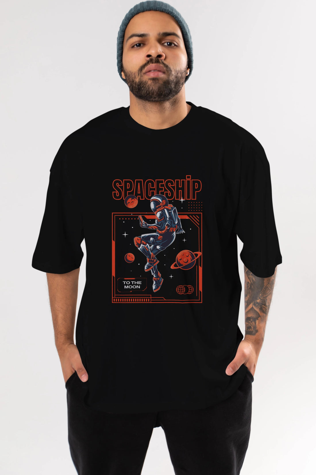 Spaceship Ön Baskılı Oversize t-shirt Erkek Kadın Unisex