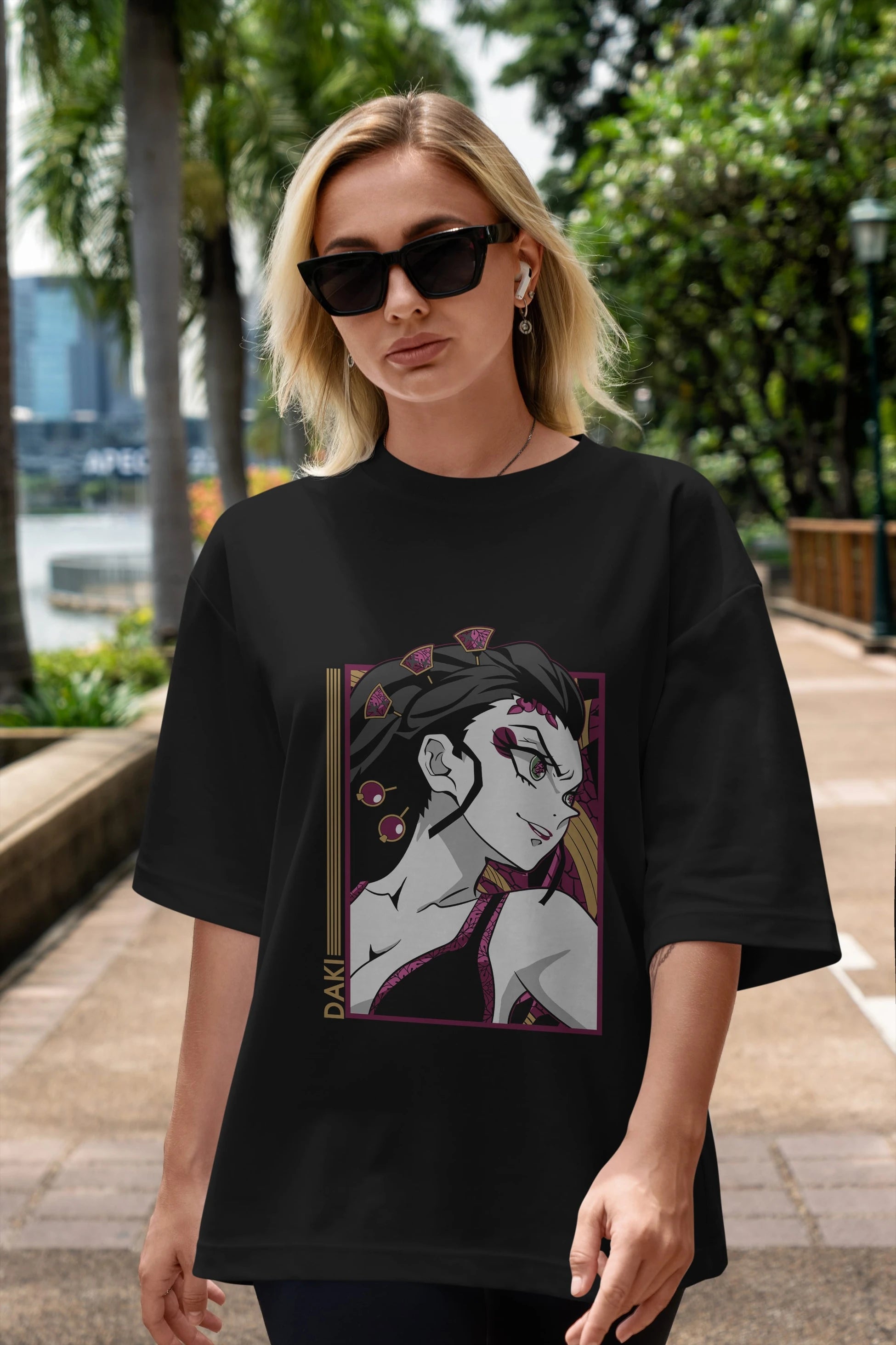 Daki DEMION SLAYER Anime Ön Baskılı Oversize t-shirt %100 pamuk Erkek Kadın Unisex