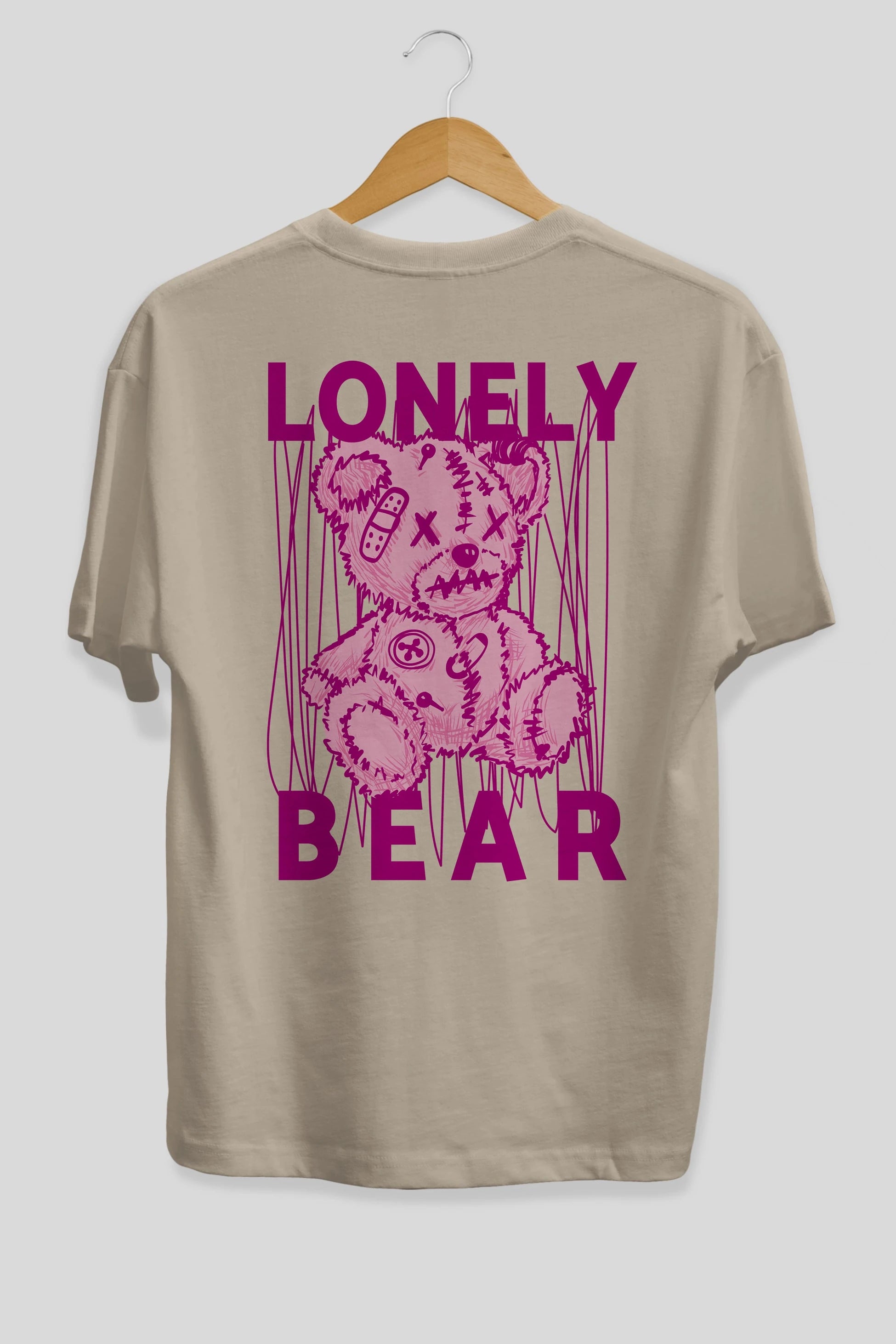 Lonely Bear Arka Baskılı Oversize t-shirt Erkek Kadın Unisex