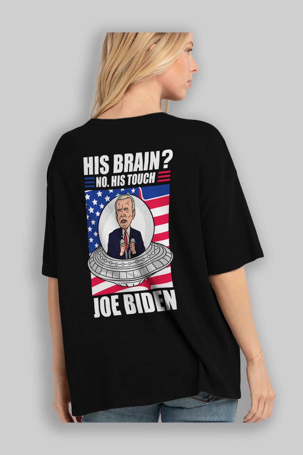 Alien Biden Arka Baskılı Oversize t-shirt Erkek Kadın Unisex %100 Pamuk tişort
